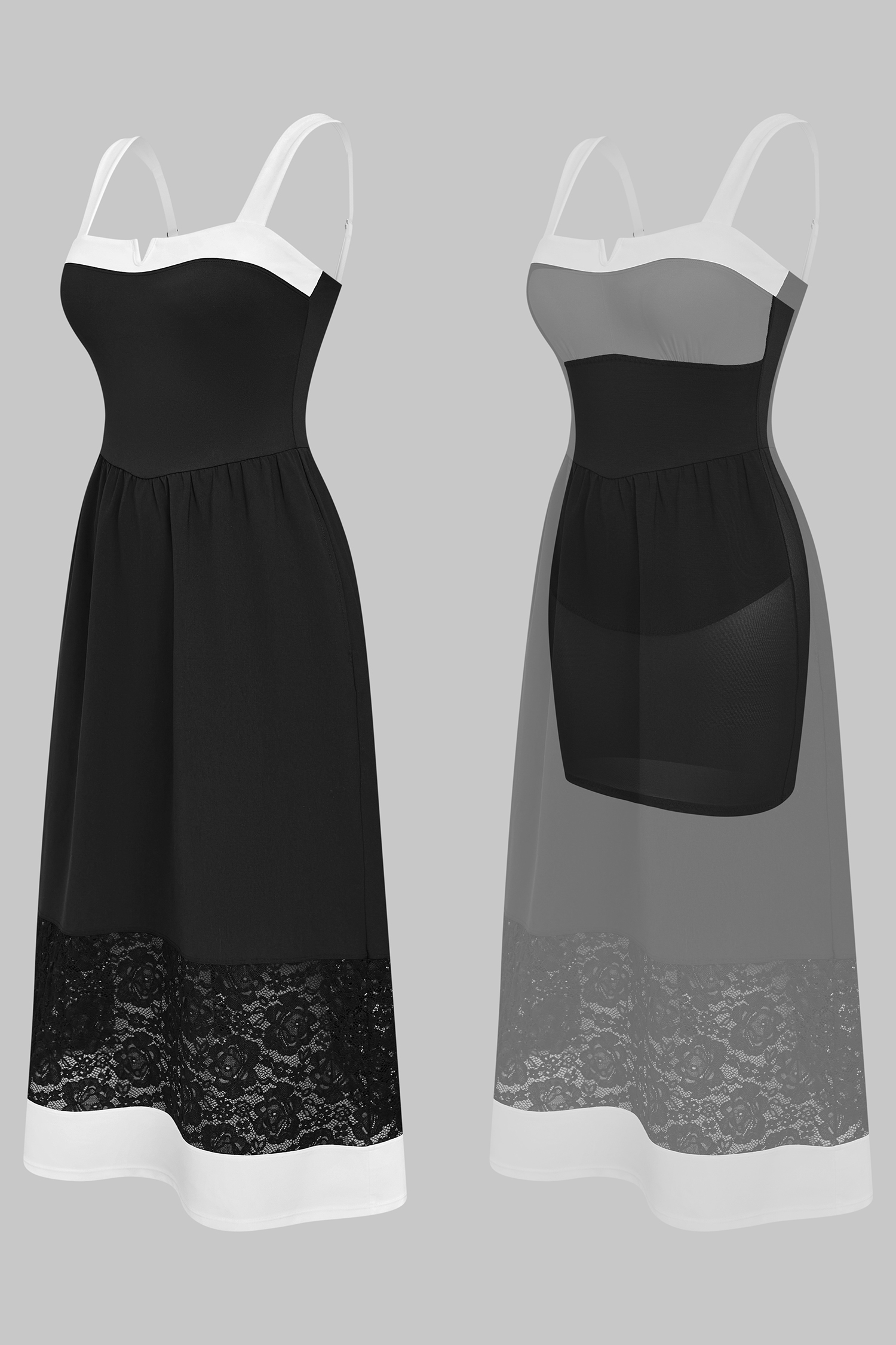 Robe midi colorblock à col cranté et gaine intégrée