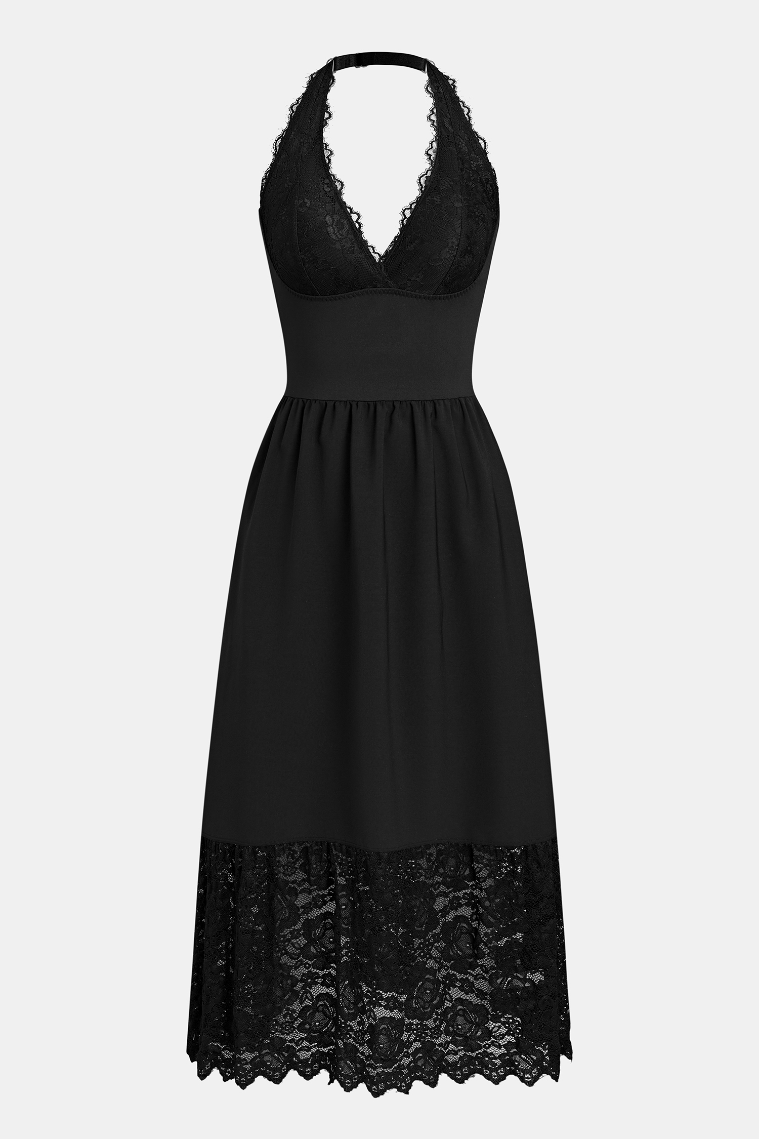 Somewhere Fancy Black Midi Dress