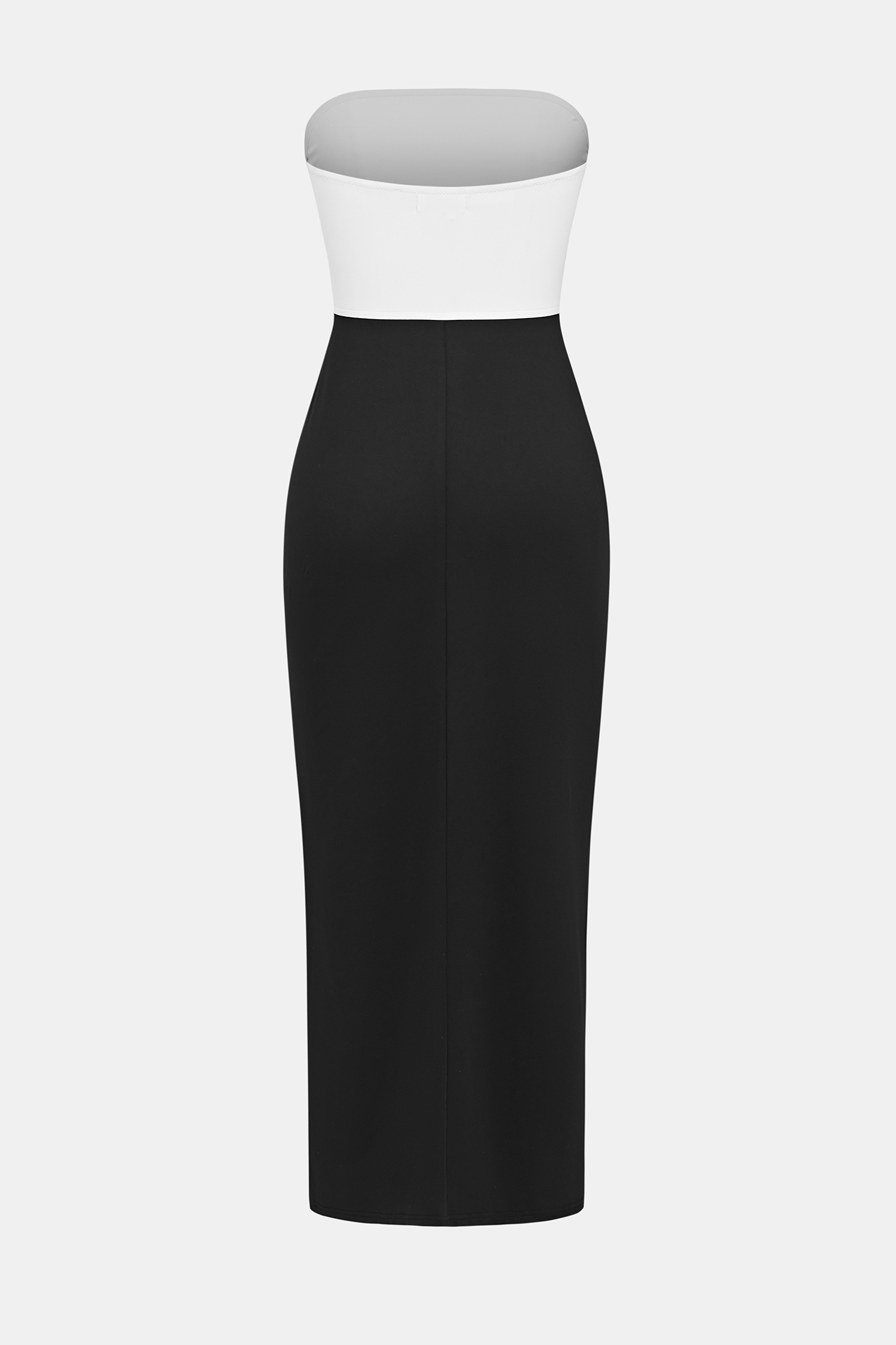 Figurbetontes Farbblock Maxi-Cocktailleid mit geradem Ausschnitt