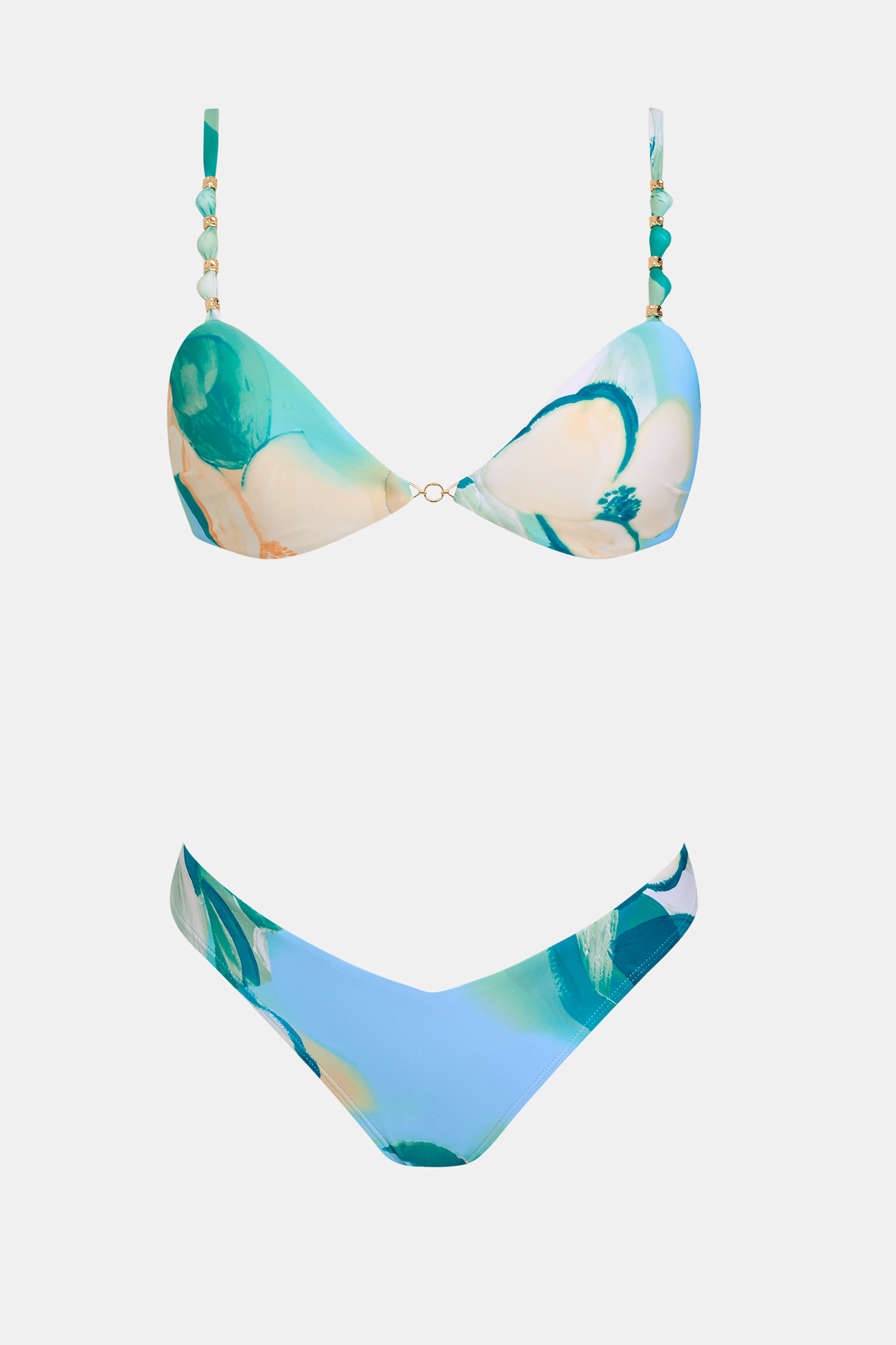 Geblümtes Mid-Waist Brazilian-Bikini-Set