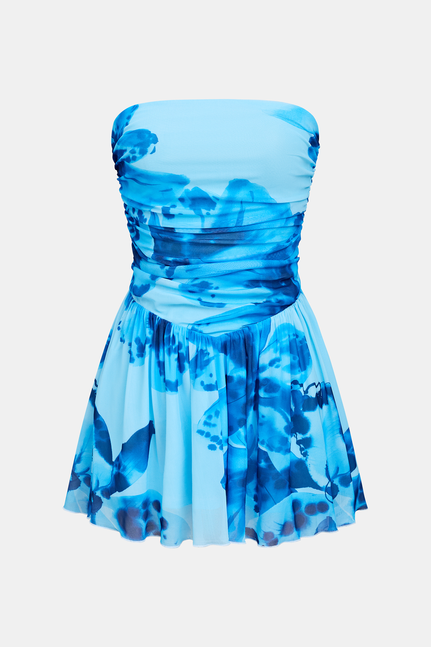 Blaues Mini-Bandeau-Cocktailkleid