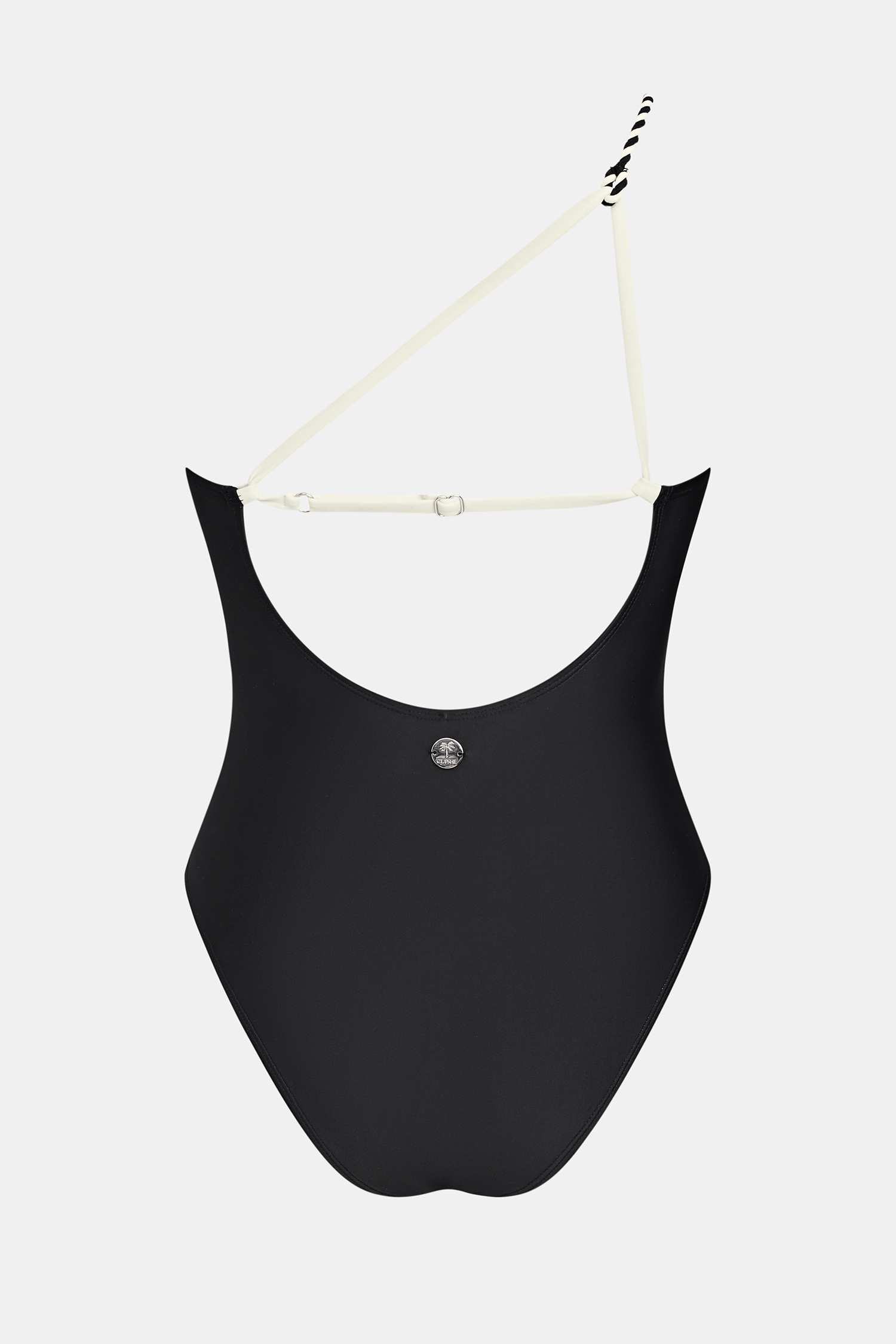 Maillot de bain une pièce colorblock à col asymétrique