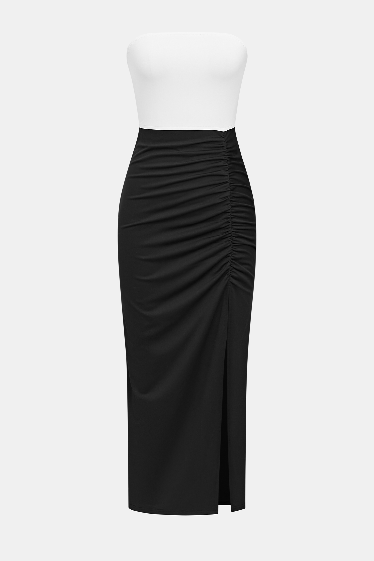 Figurbetontes Farbblock Maxi-Cocktailleid mit geradem Ausschnitt