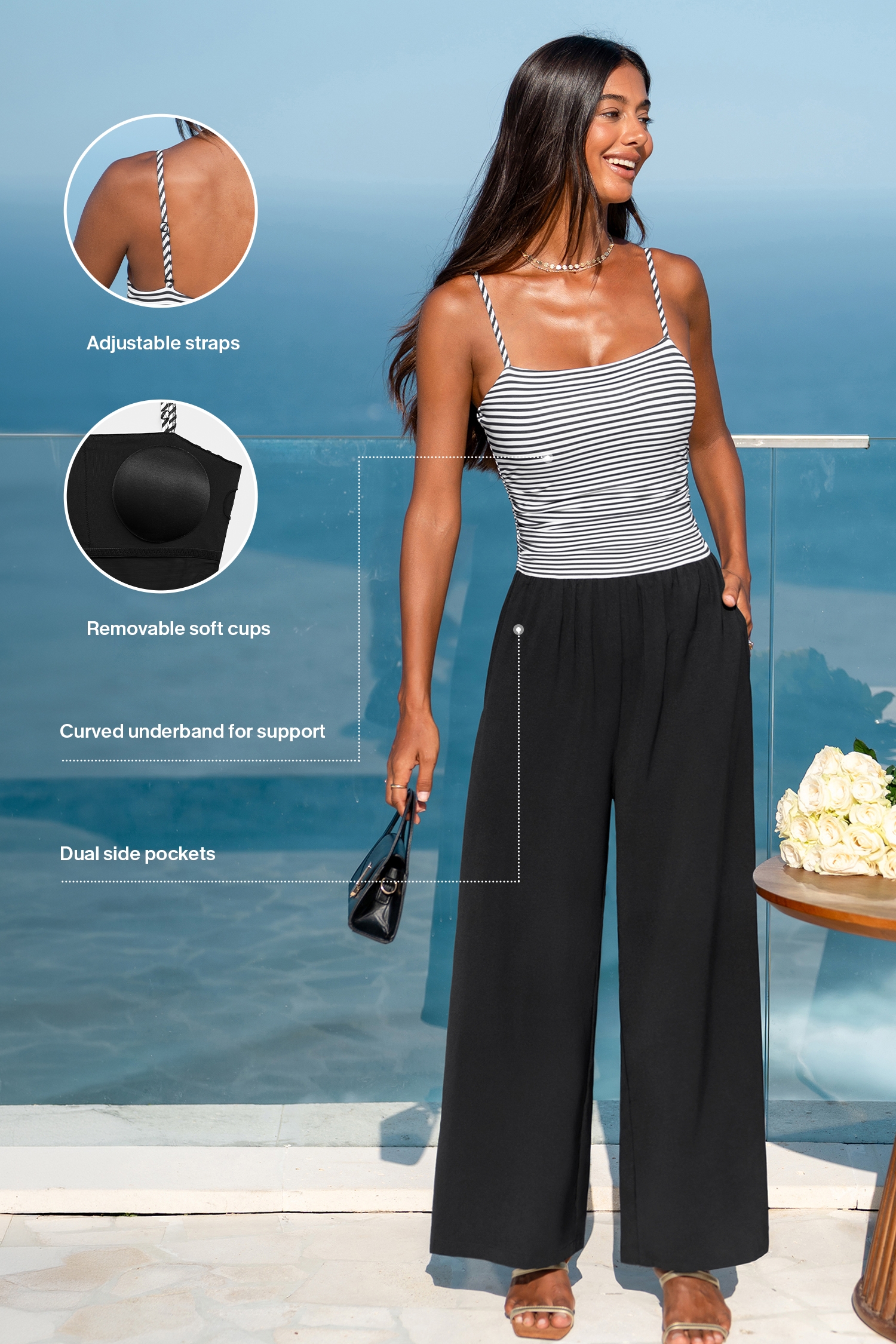 Wait & See Striped Shaping Jumpsuit