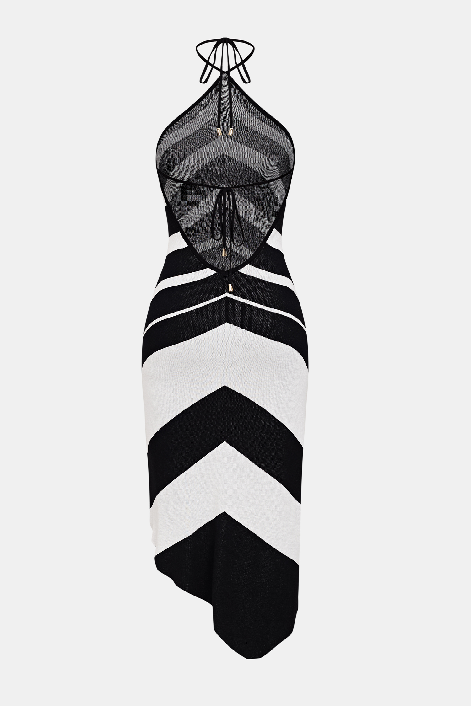 Midikleid mit Zipfelsaum und Chevron-Muster