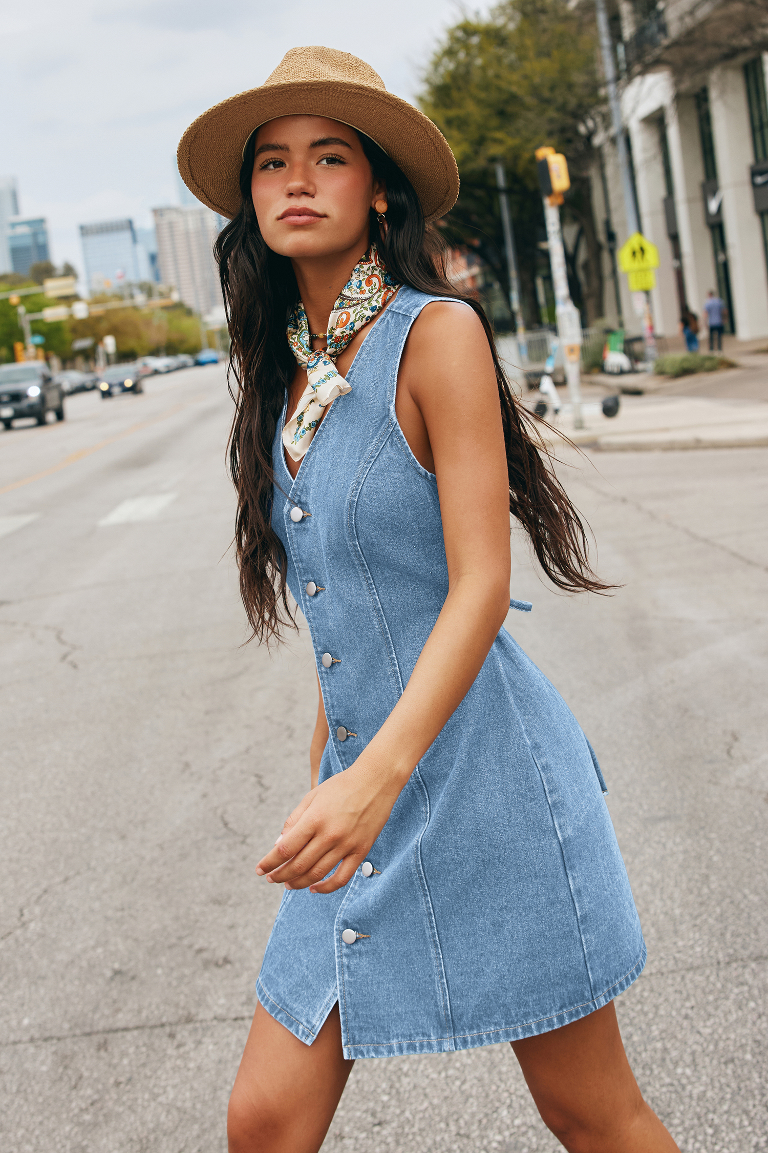 Mini abito blu Western Nights