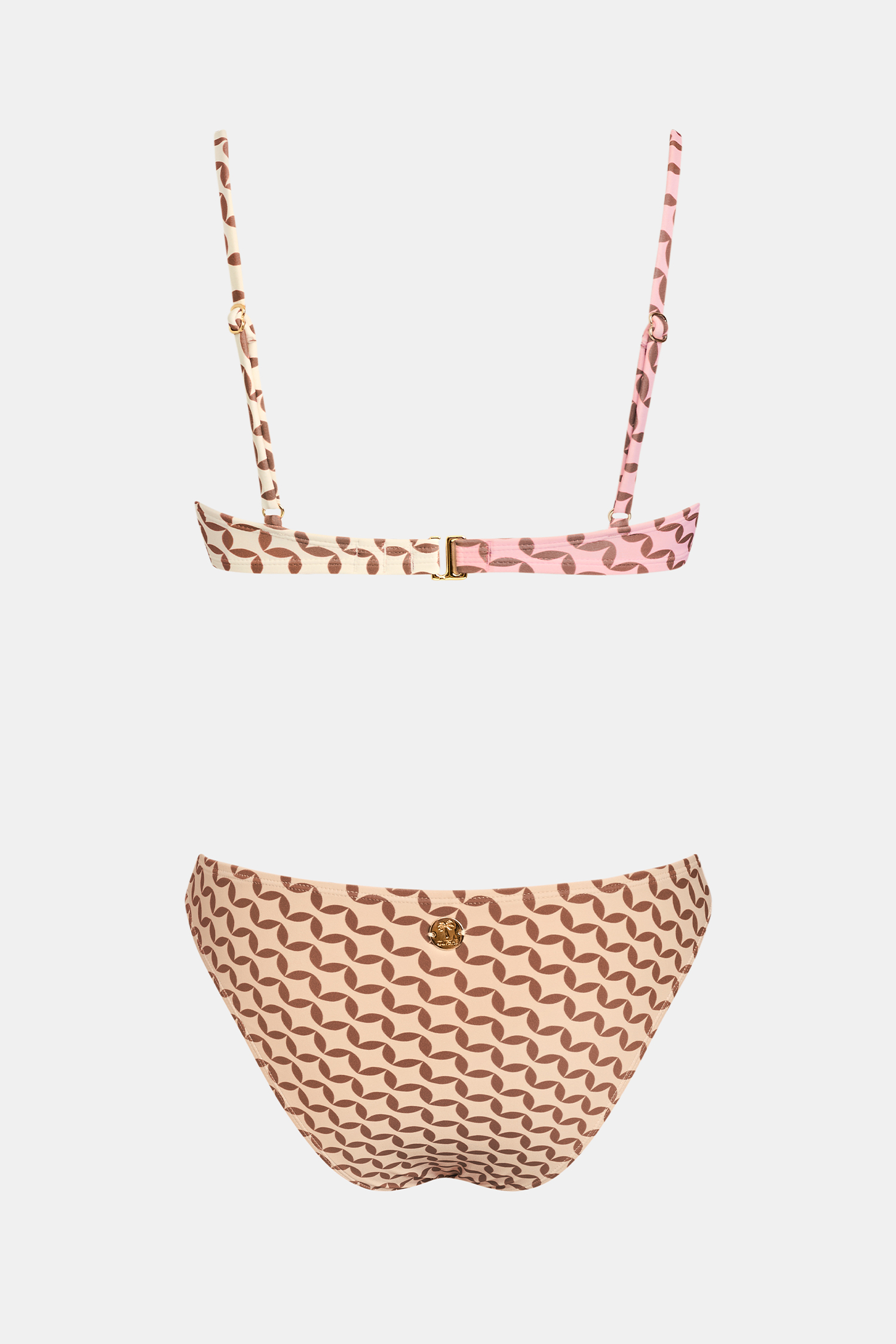 Farbblock Mid-Waist Bikini-Set mit geometrischem Muster