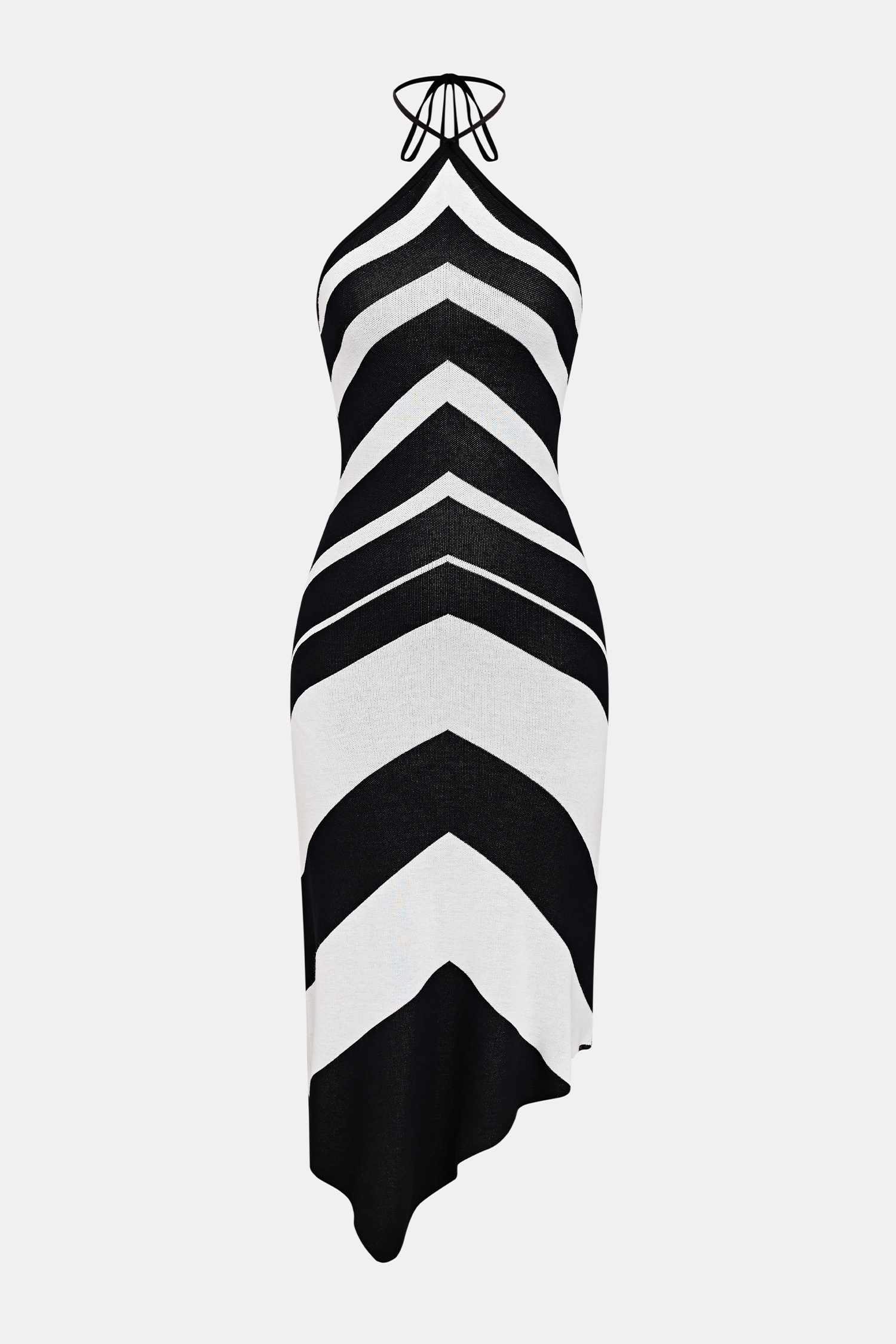 Midikleid mit Zipfelsaum und Chevron-Muster