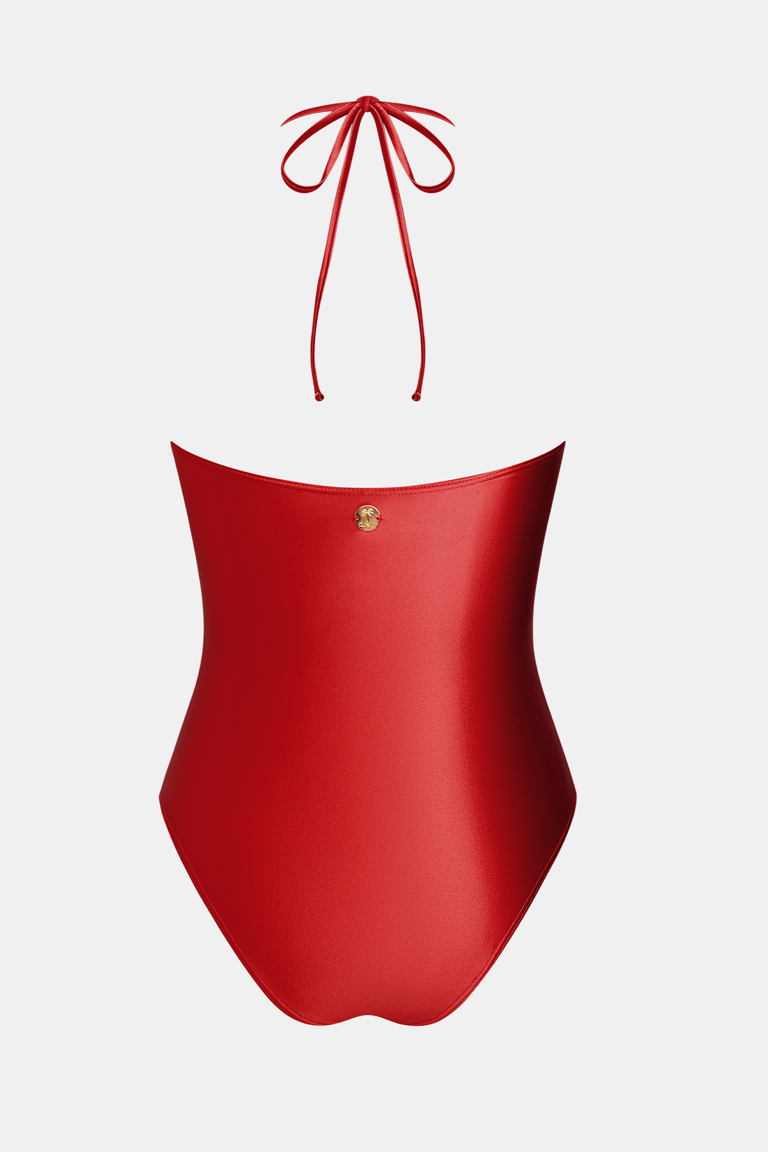 Roter Neckholder-Badeanzug