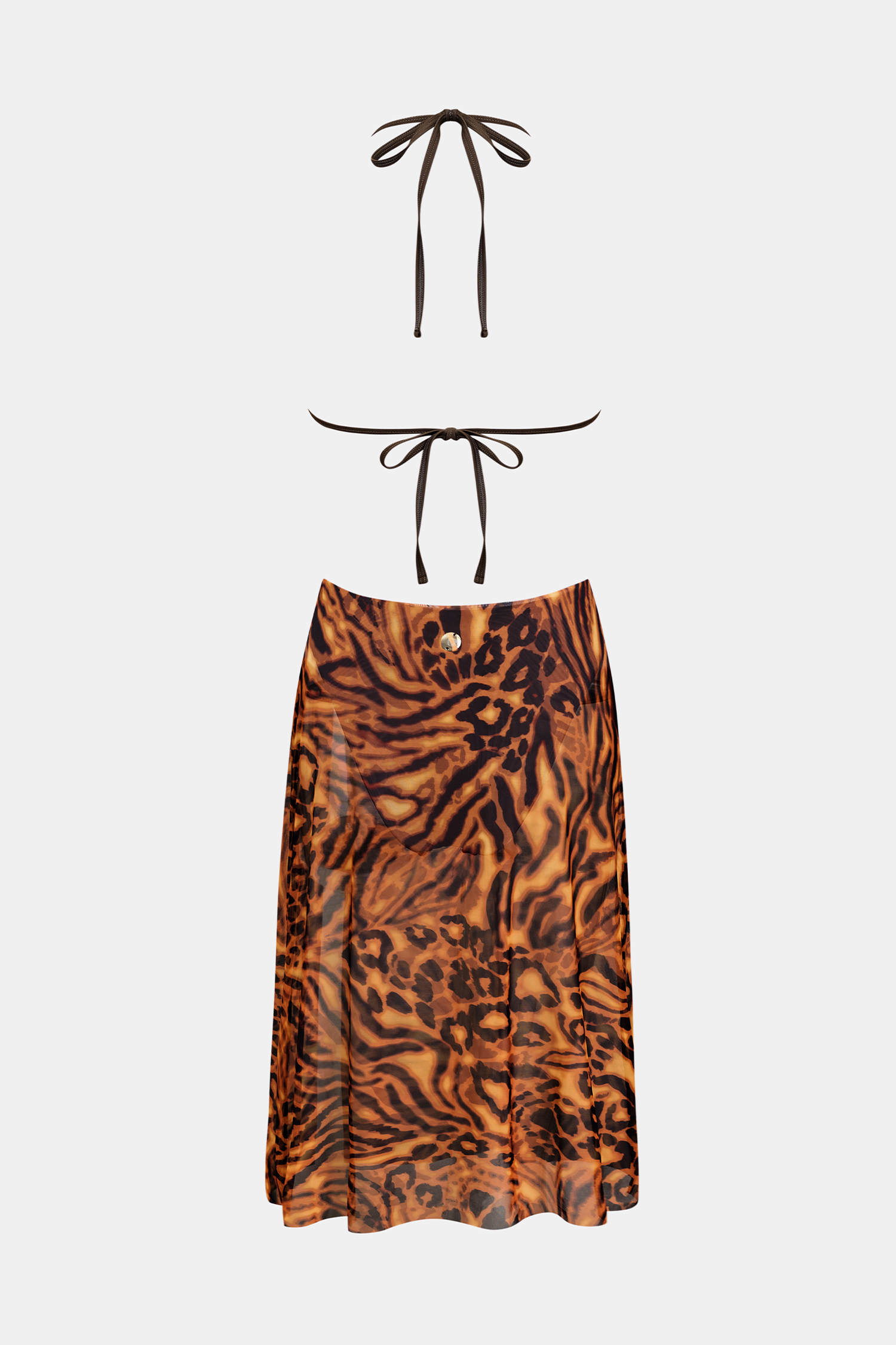 Animal-Print Neckholder-Badekleid