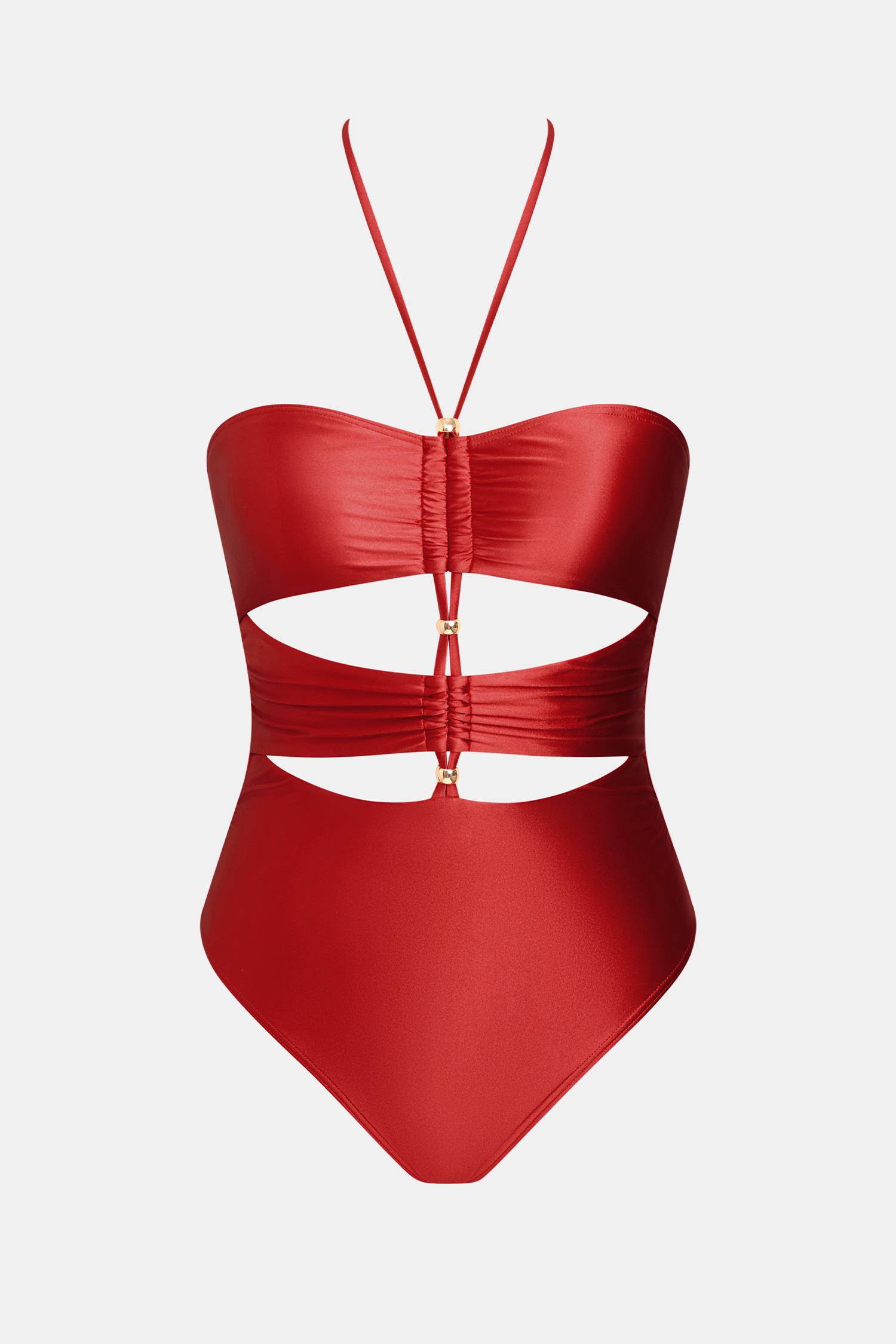 Roter Neckholder-Badeanzug