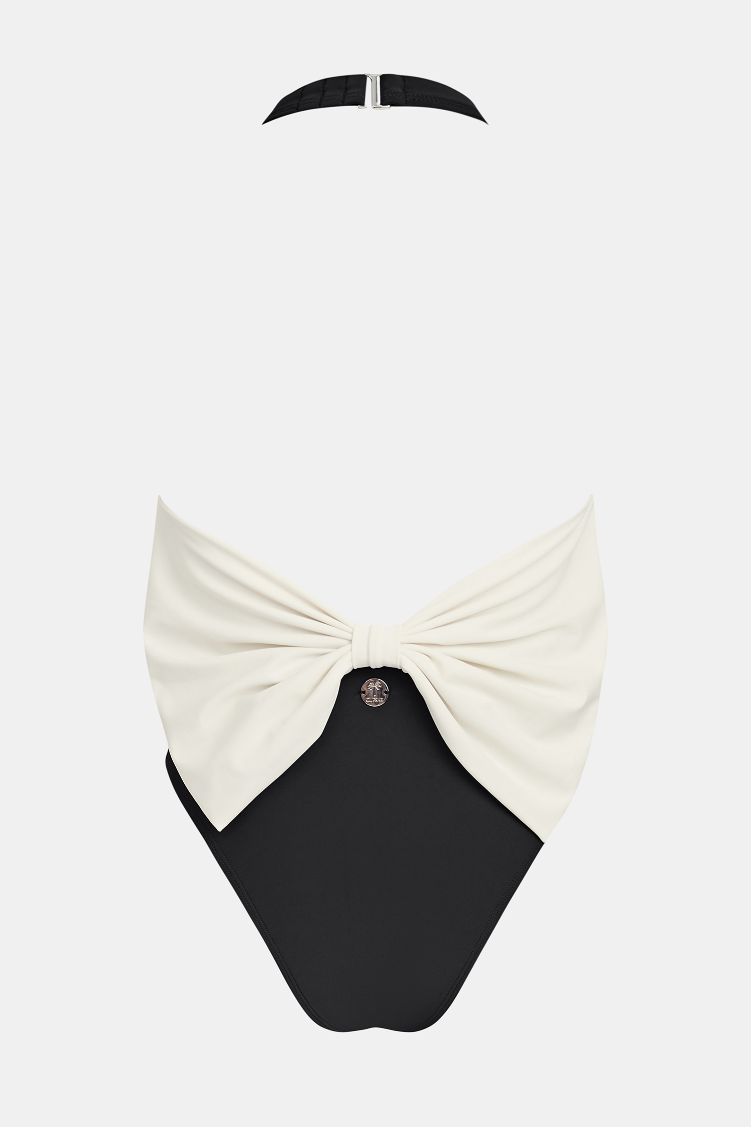 Farbblock Neckholder-Badeanzug mit tiefem Ausschnitt