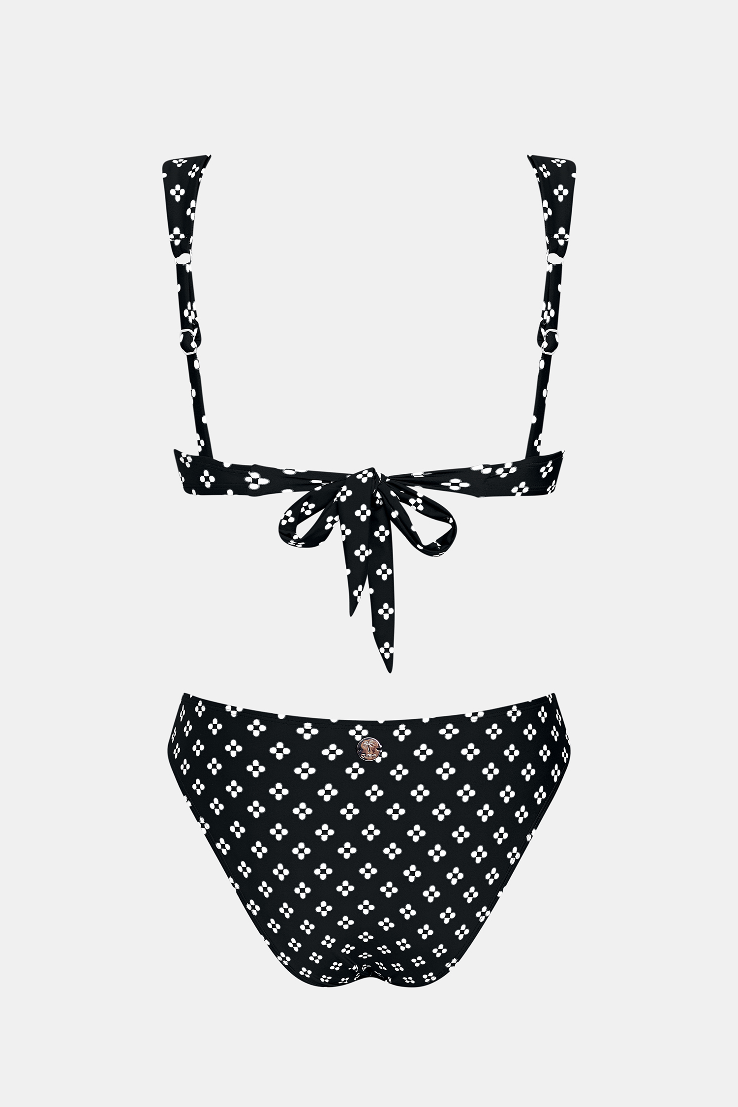Mid-Waist Starker Halt Bügel-Bikini-Set mit geometrischem Muster