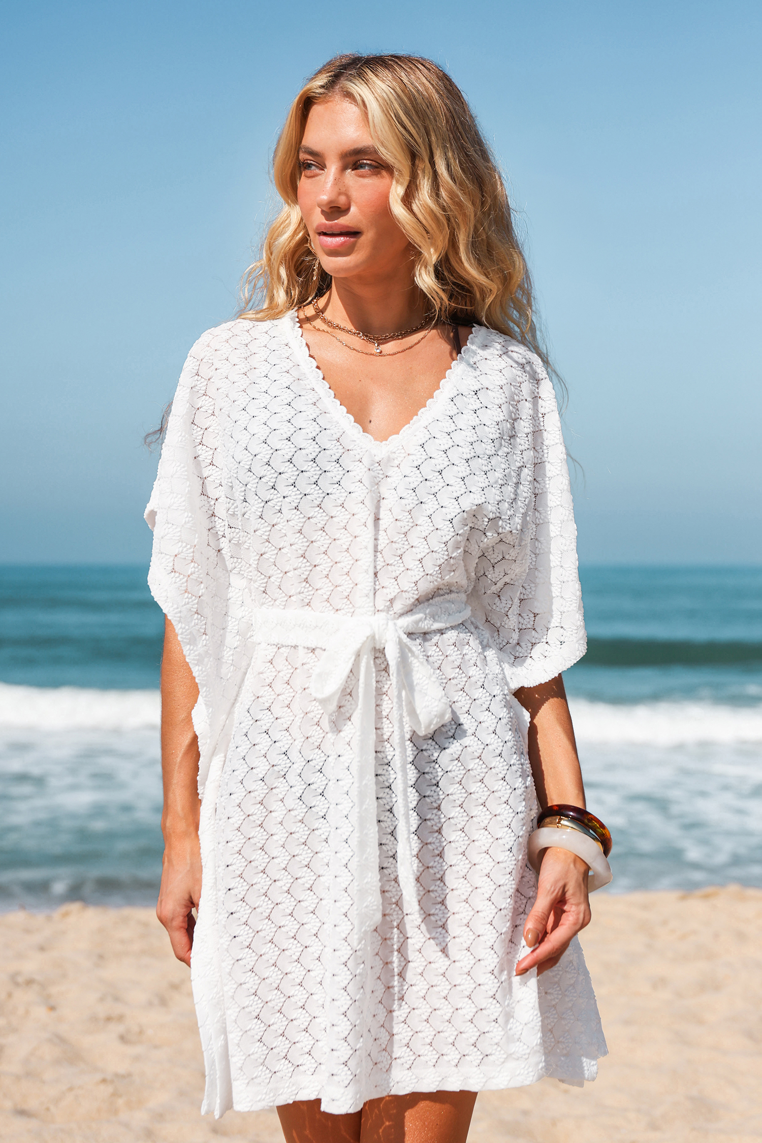 Turn the Tables White Cover-Up Mini Dress