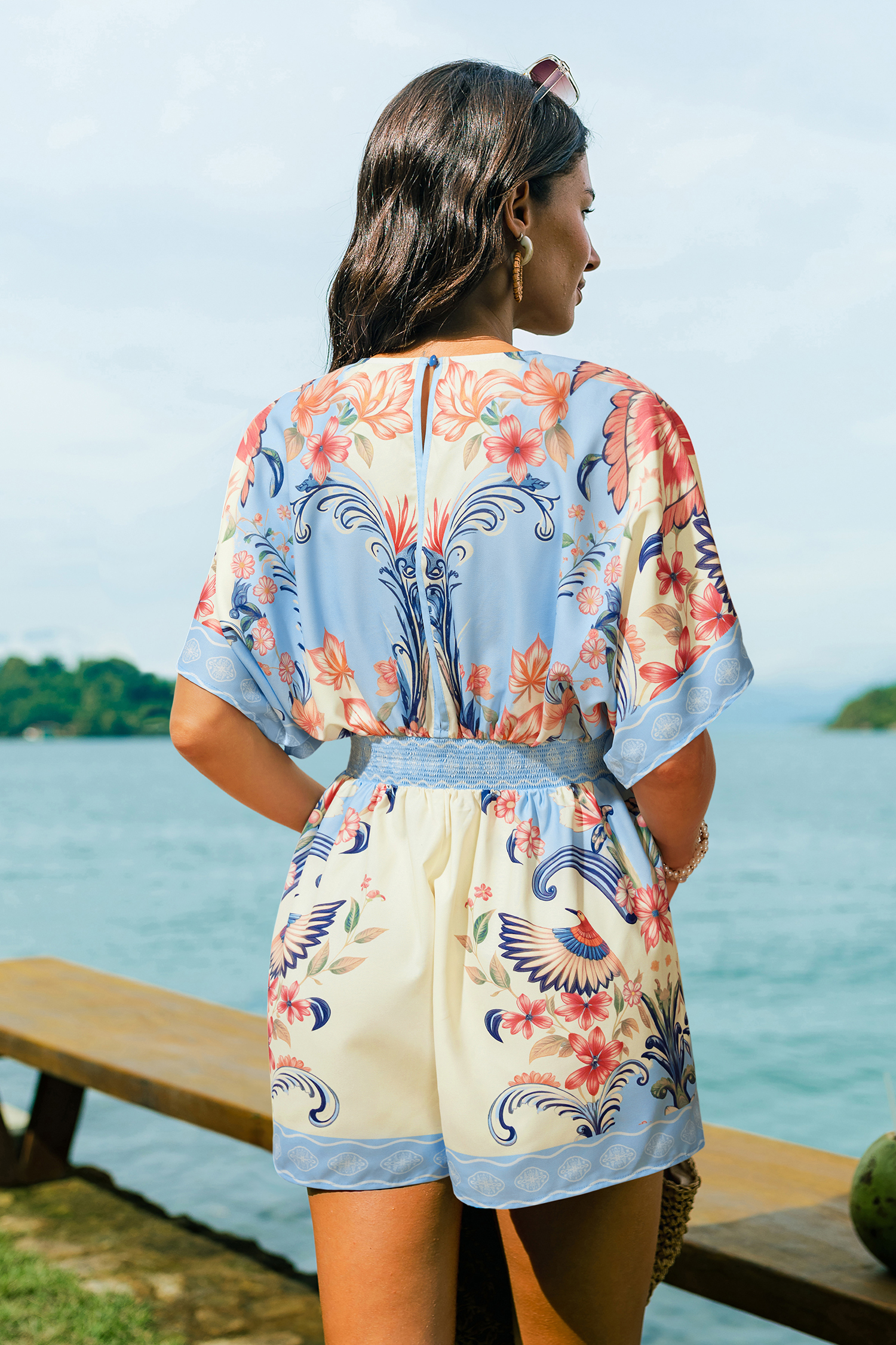 Golden Orchard Floral Romper