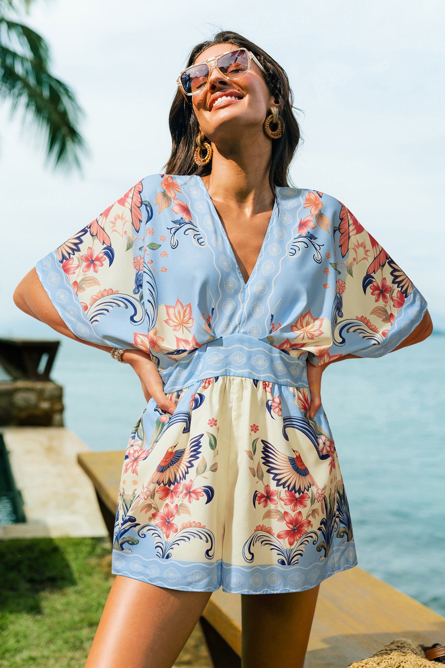 Golden Orchard Floral Romper