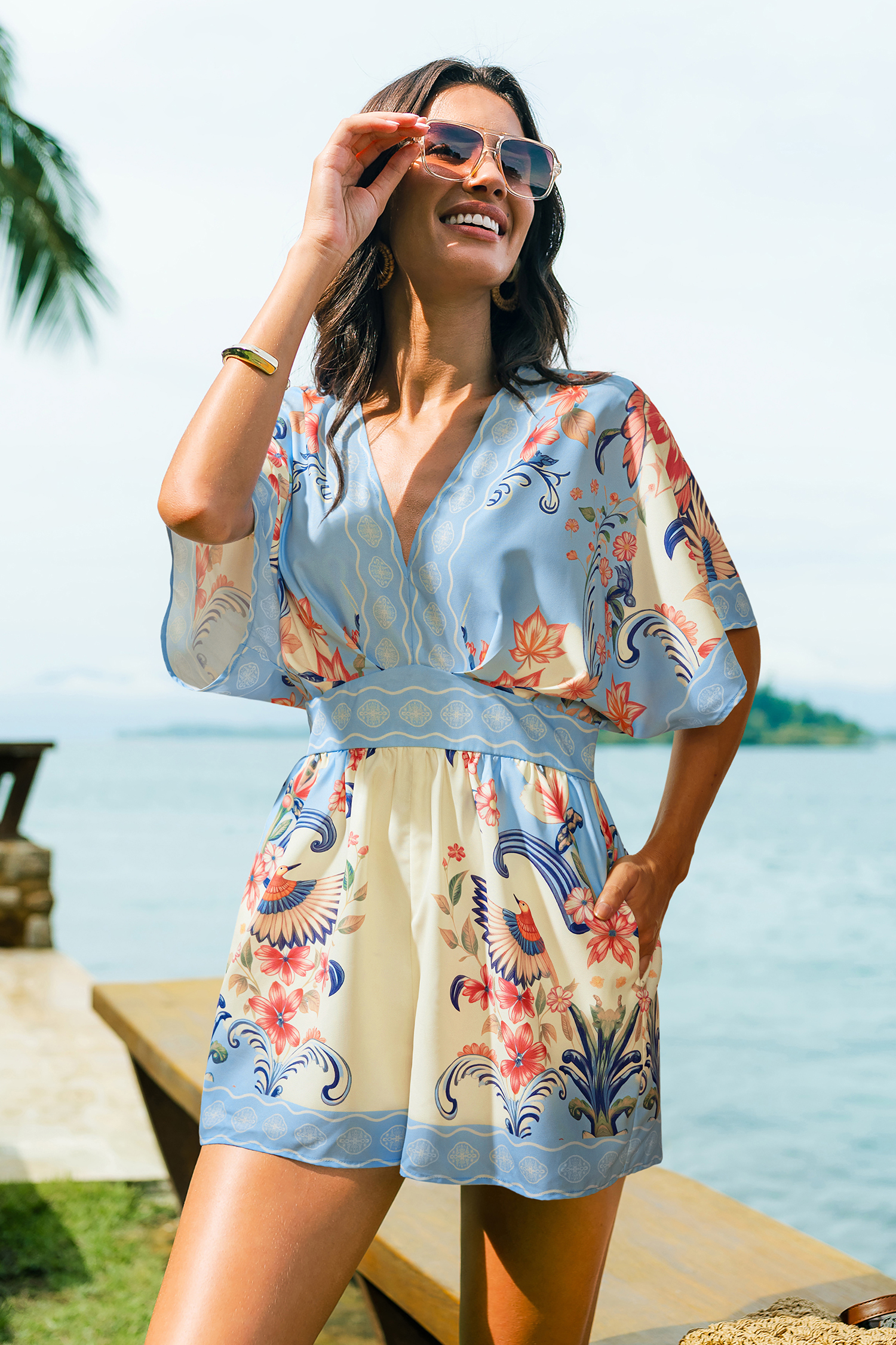 Golden Orchard Floral Romper