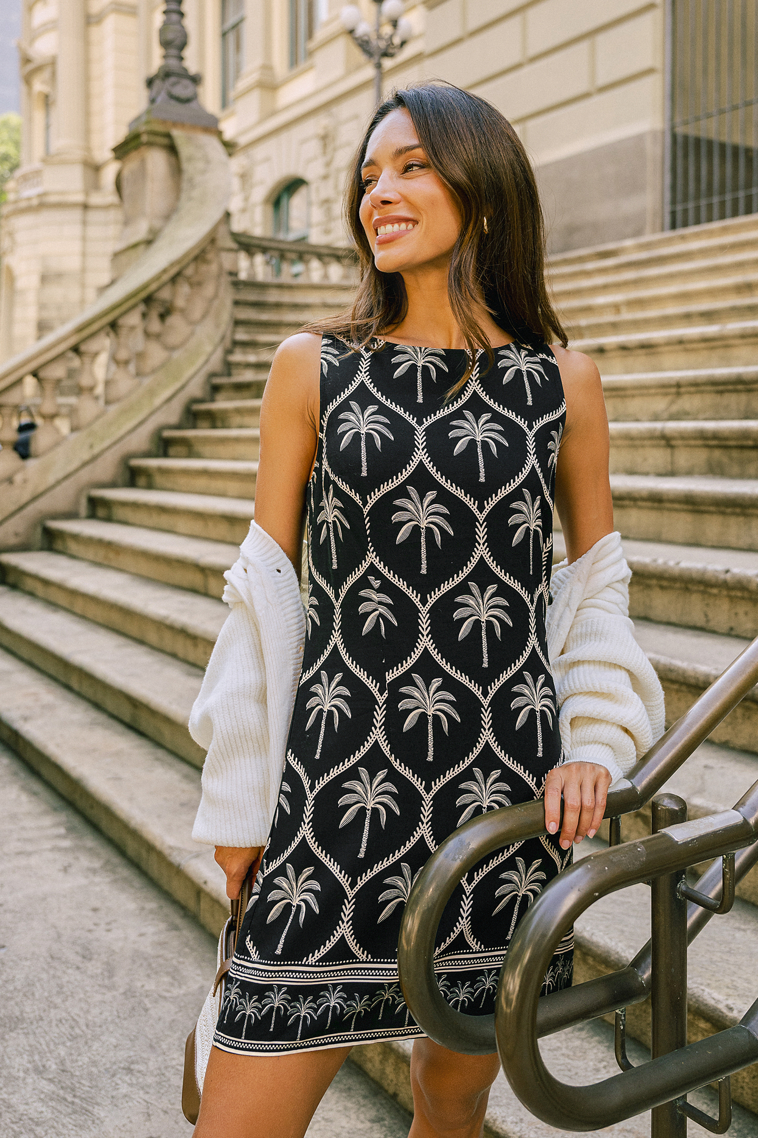 Island Postcard Tropical Mini Dress