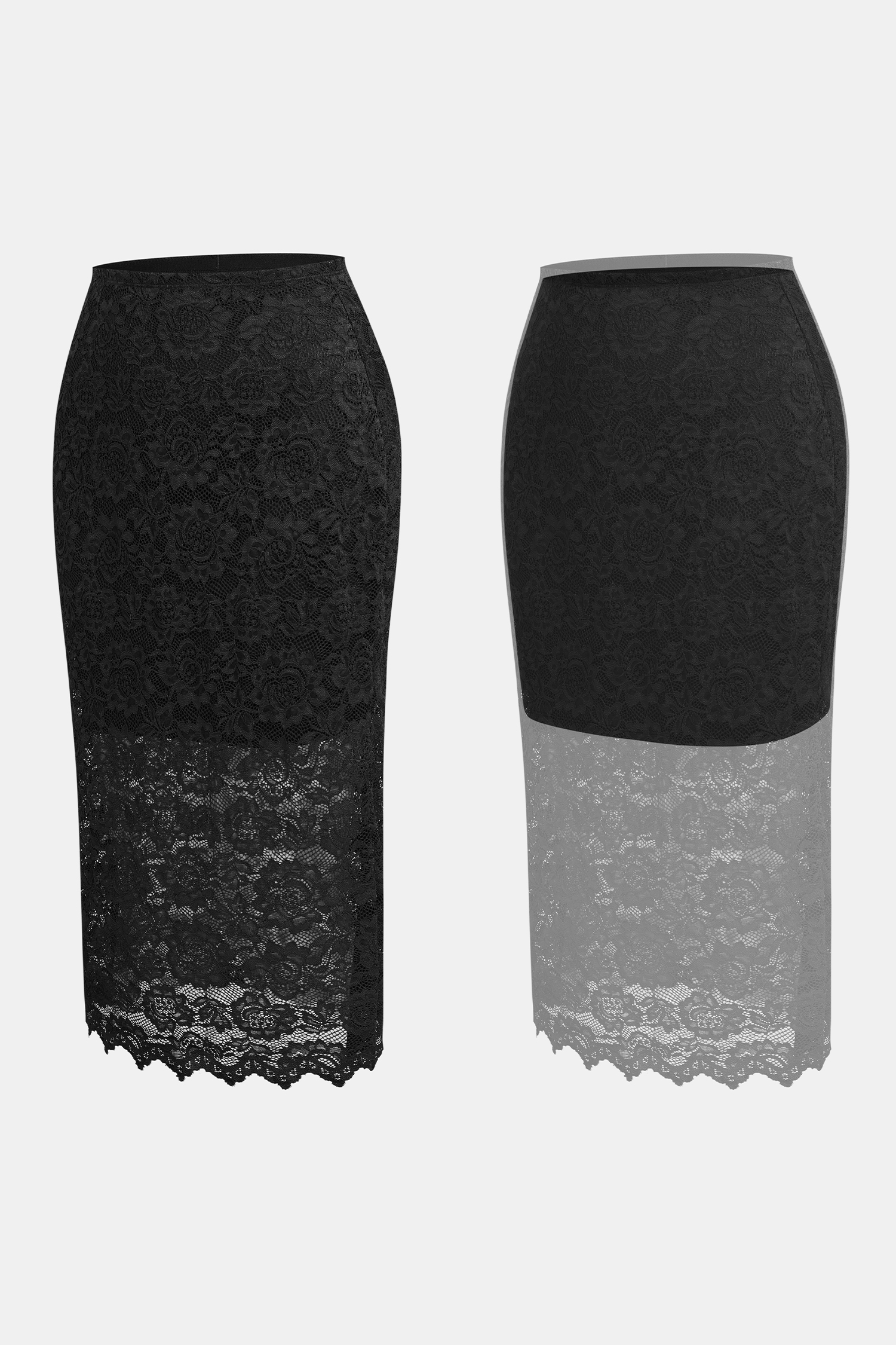 Heart Eyes Black Shaping Midi Skirt