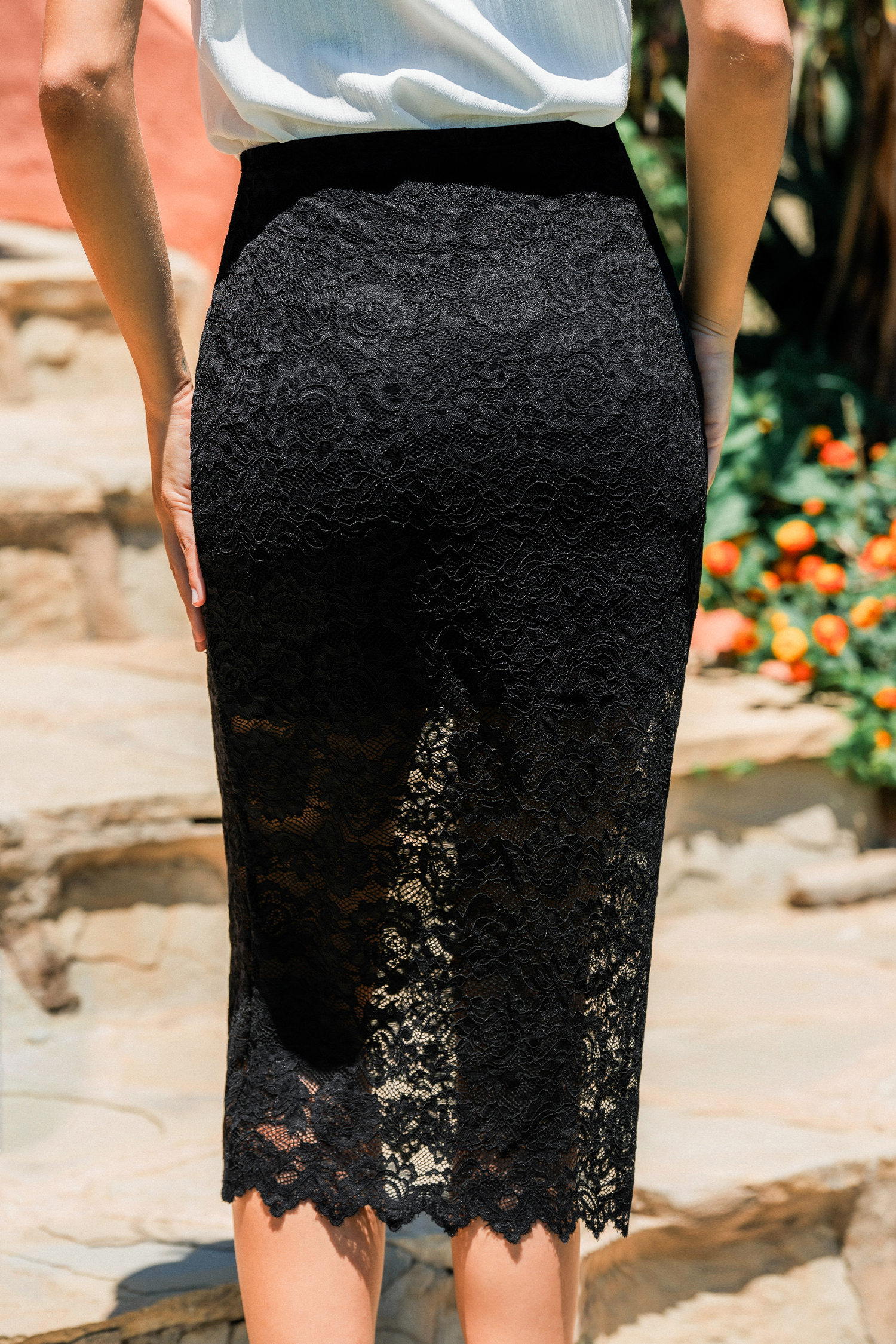 Heart Eyes Black Shaping Midi Skirt