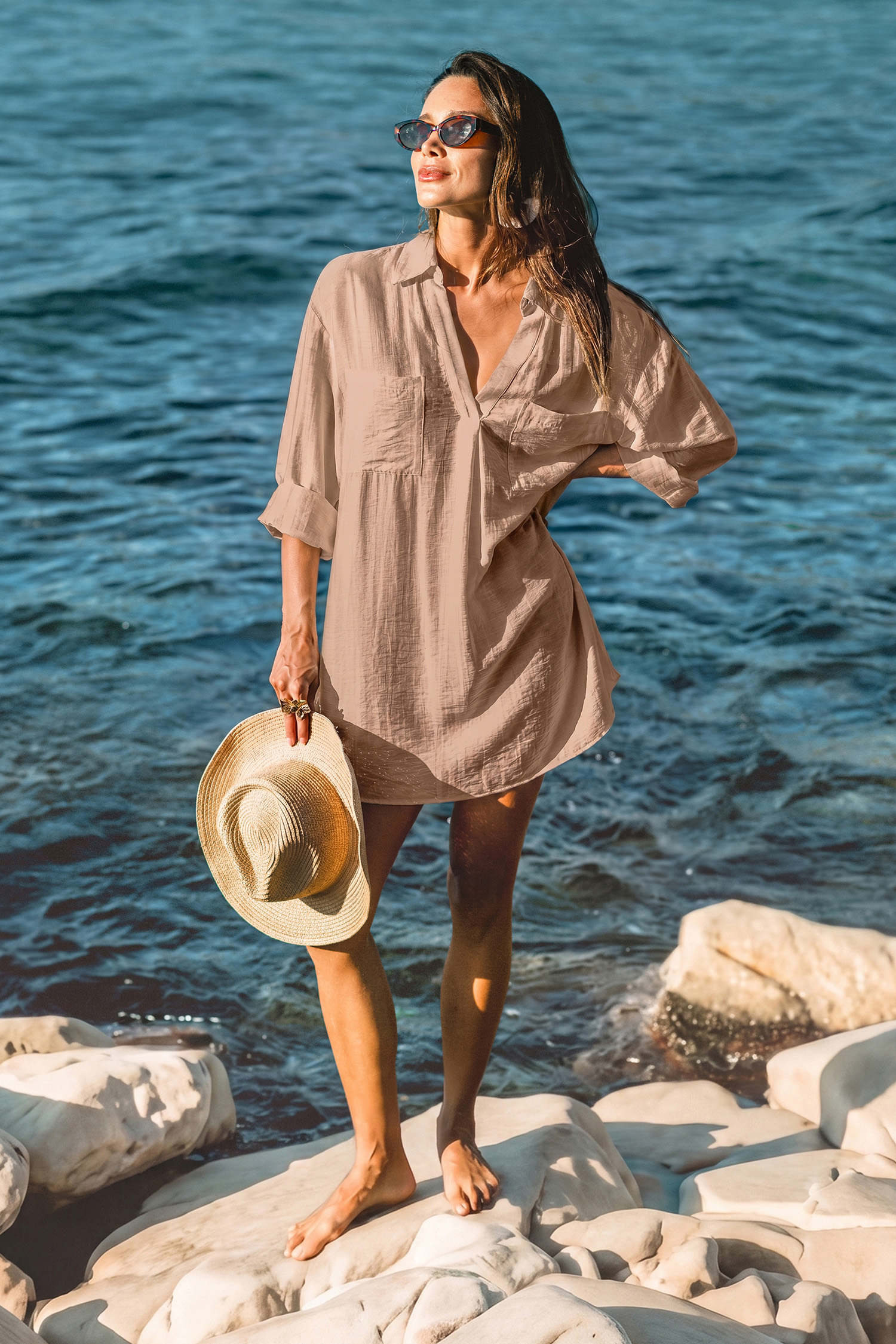 Inner Glow Khaki Cover-Up Minijurk