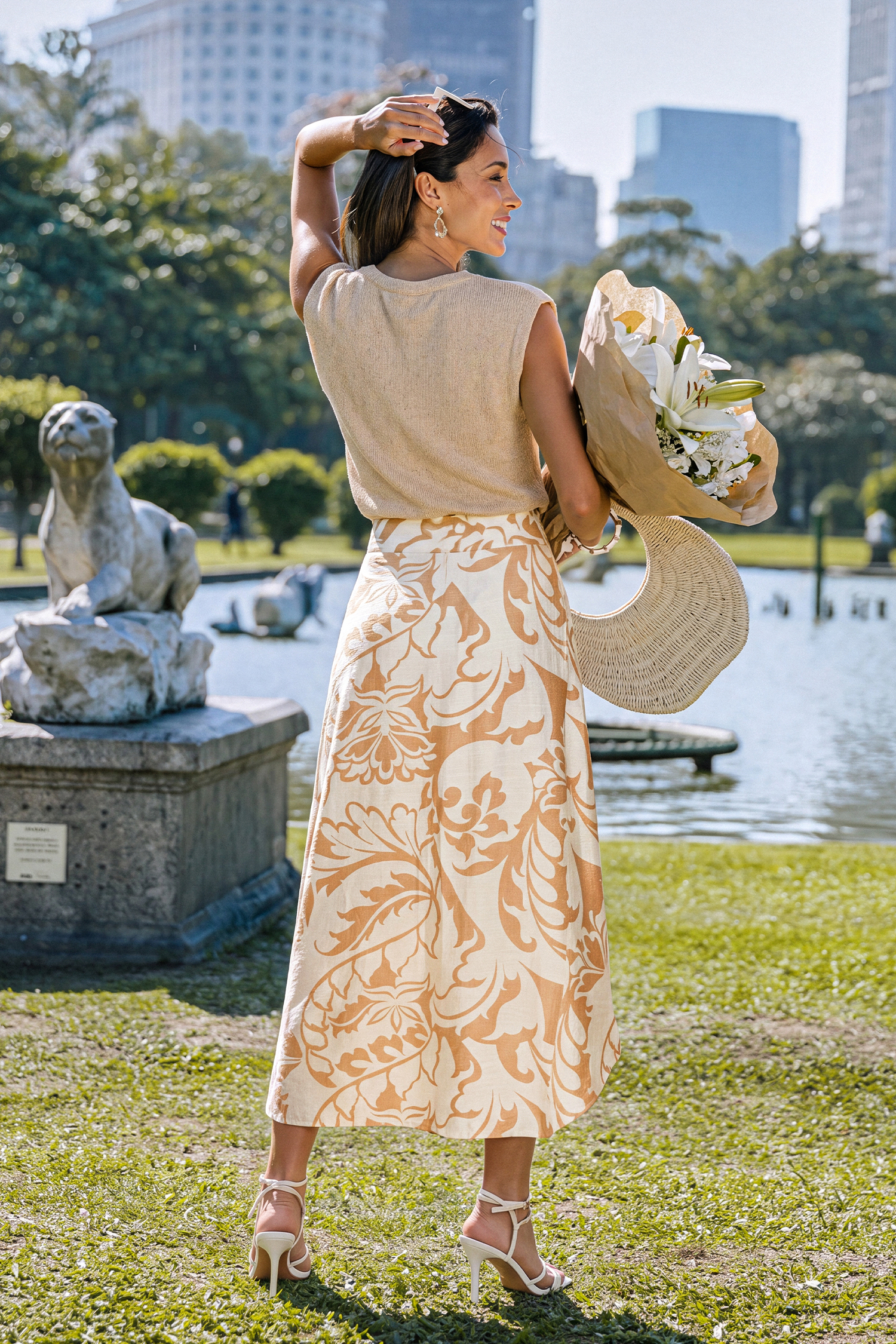 Gonna midi Tulum Heat con stampa paisley
