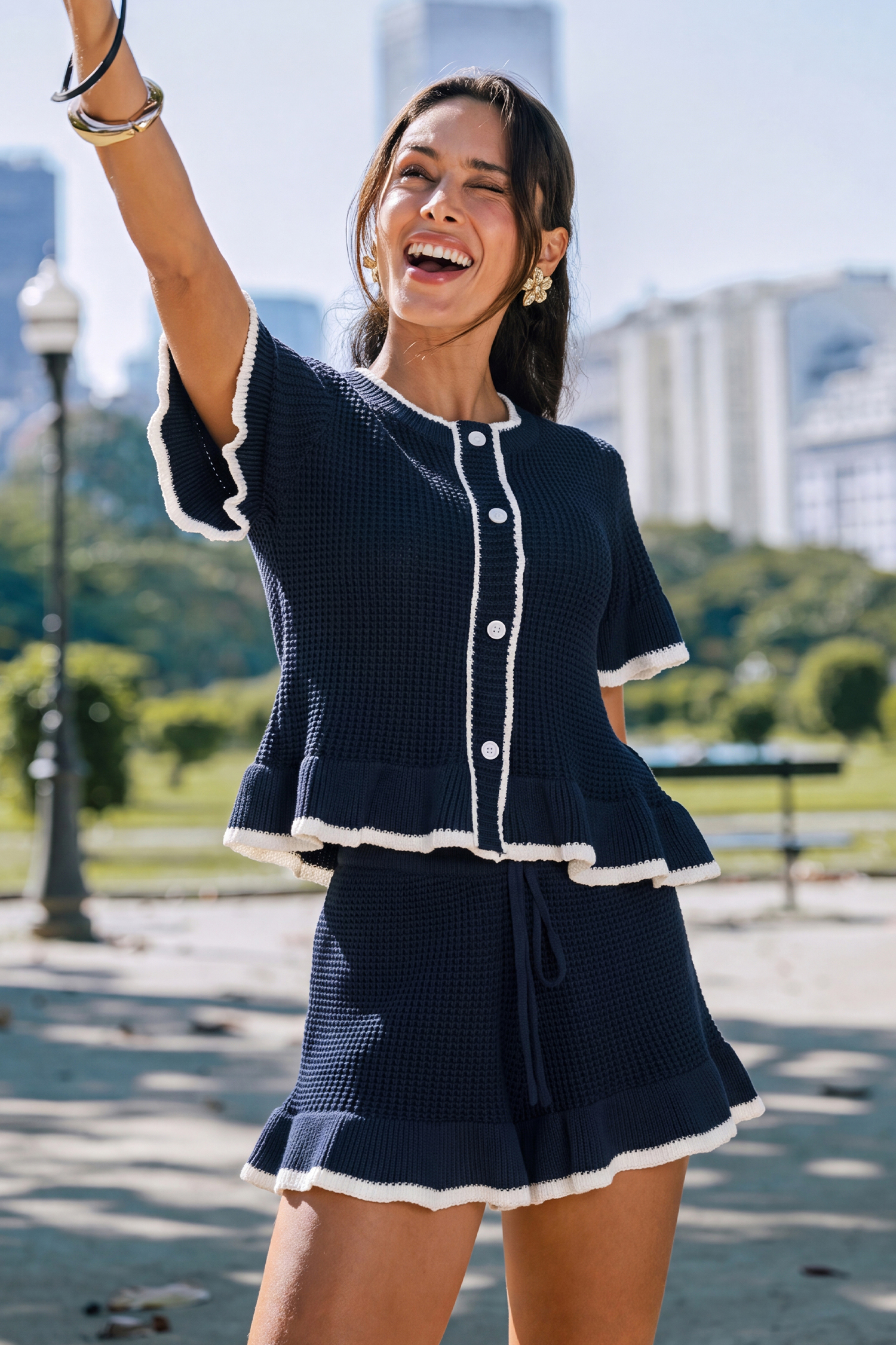 Completo due pezzi con maglione blu Come Around