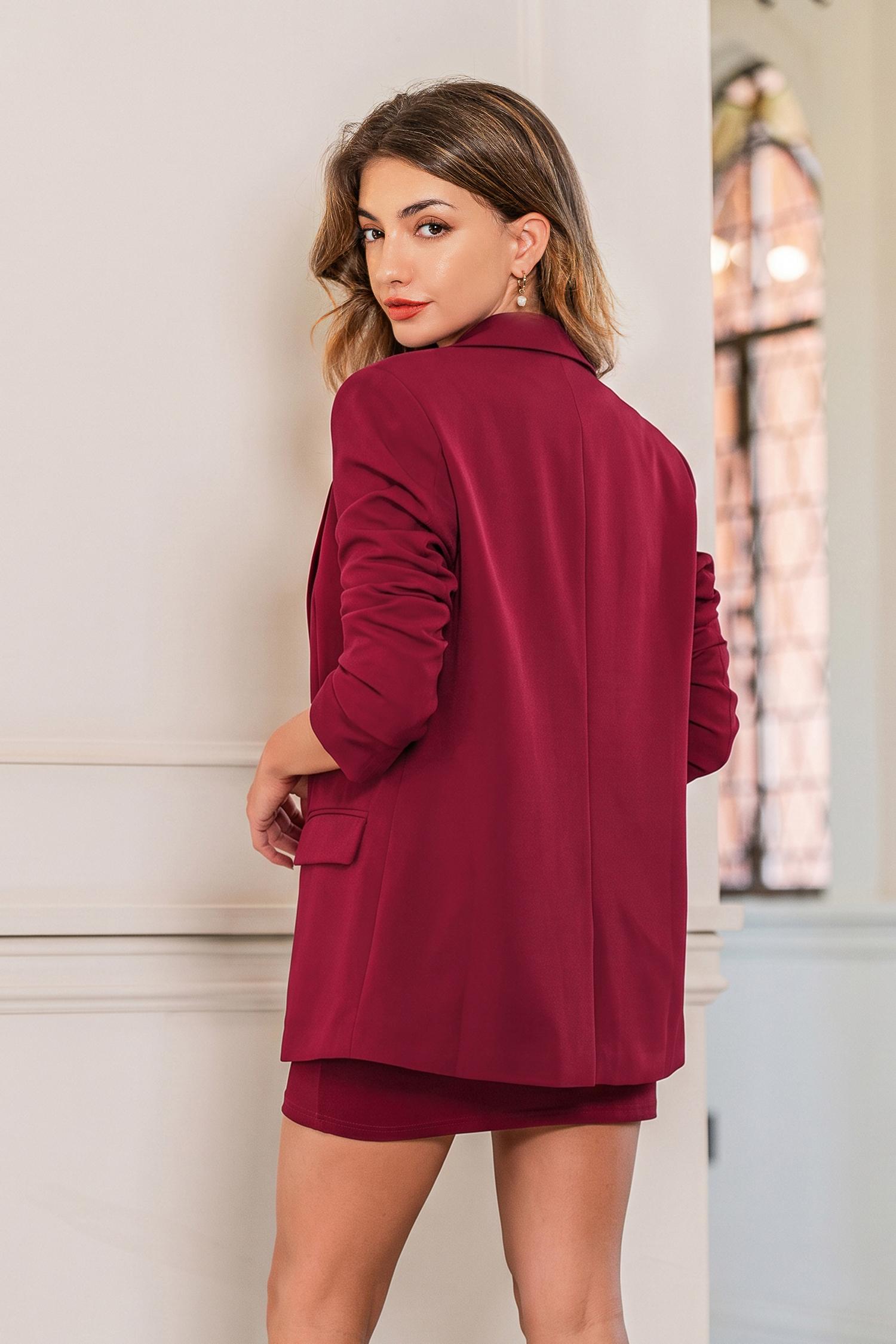 Burgunderroter Longline-Blazer