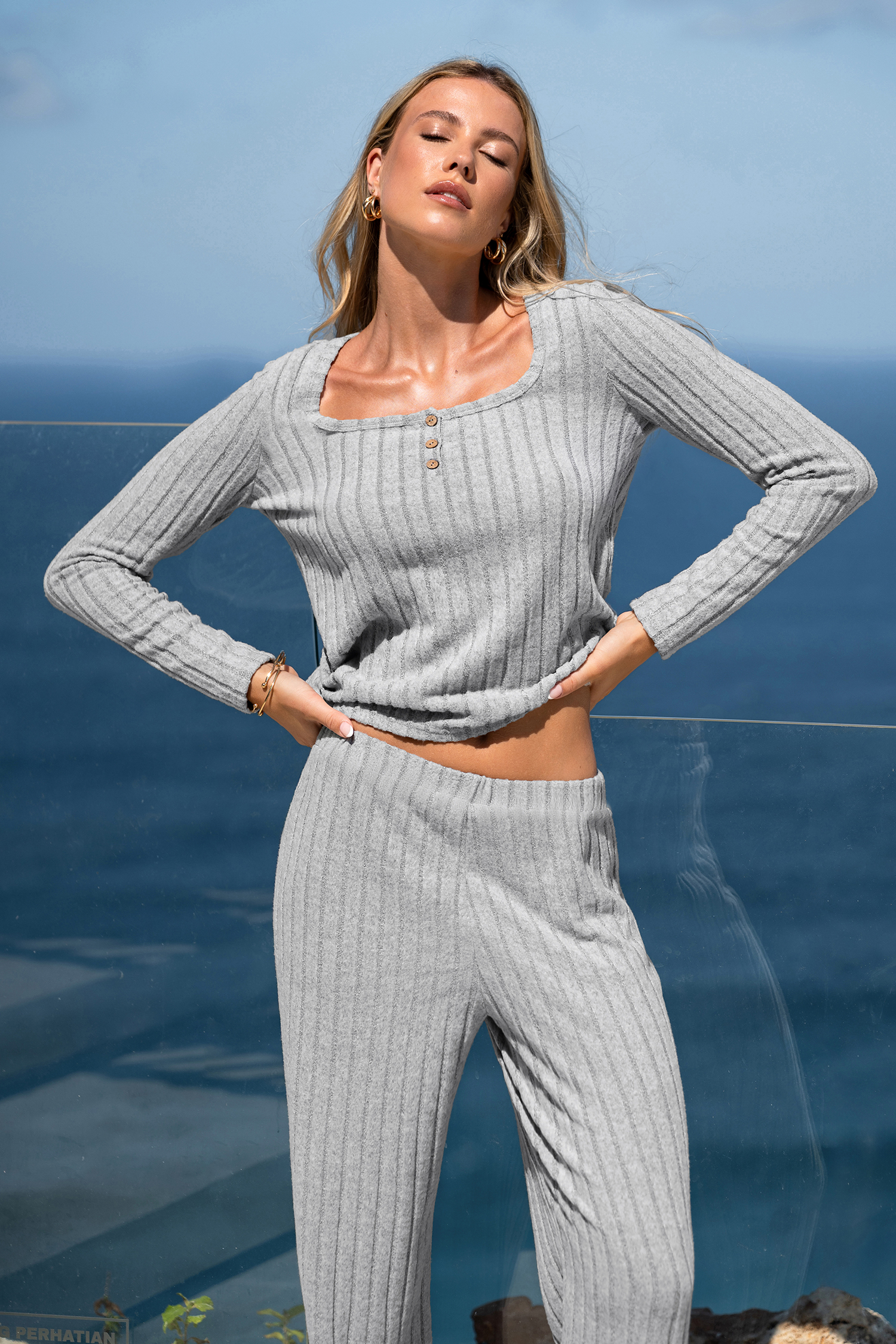 Cozy Club Grey Pajama Set