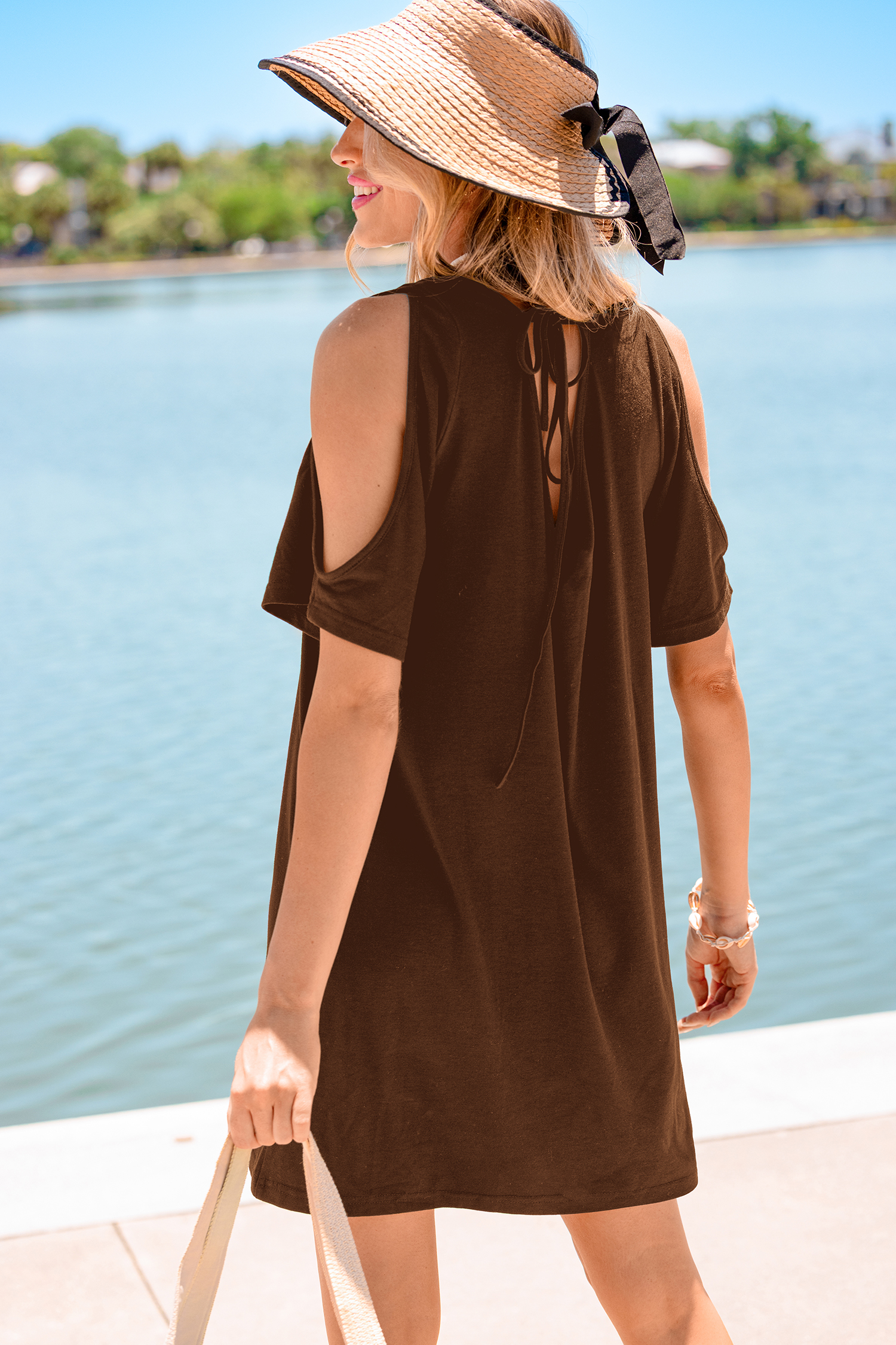 Minimalist Brown Mini Dress