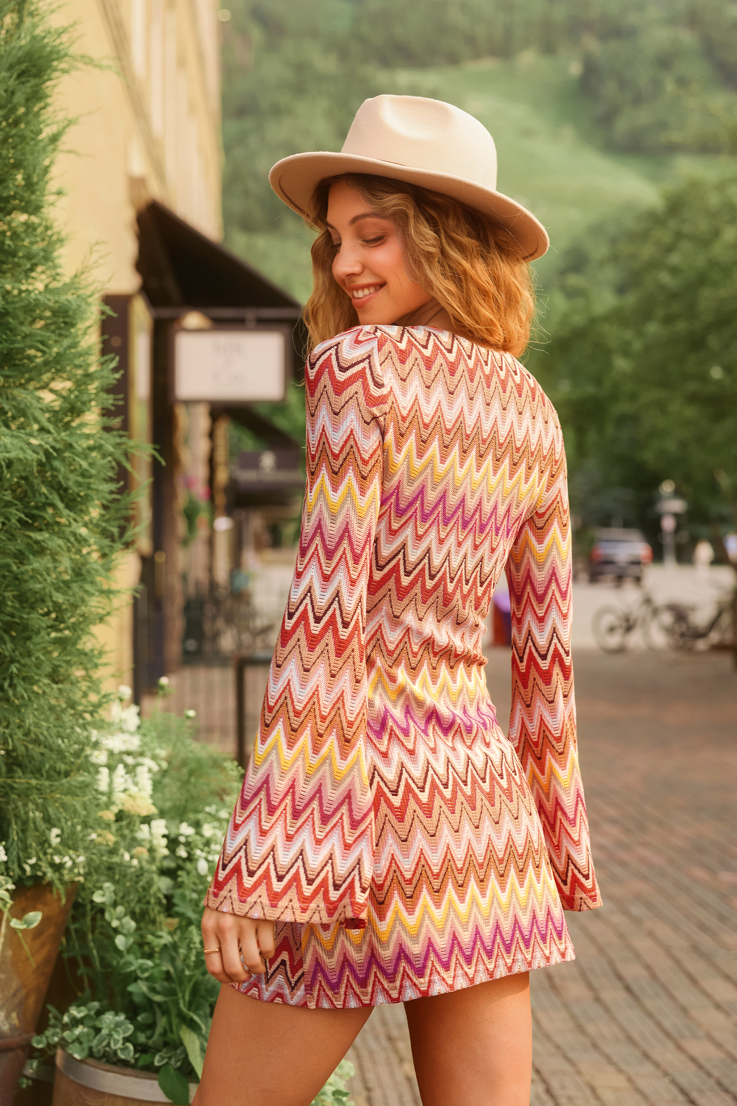 Alpine Glow Chevron Mini Dress