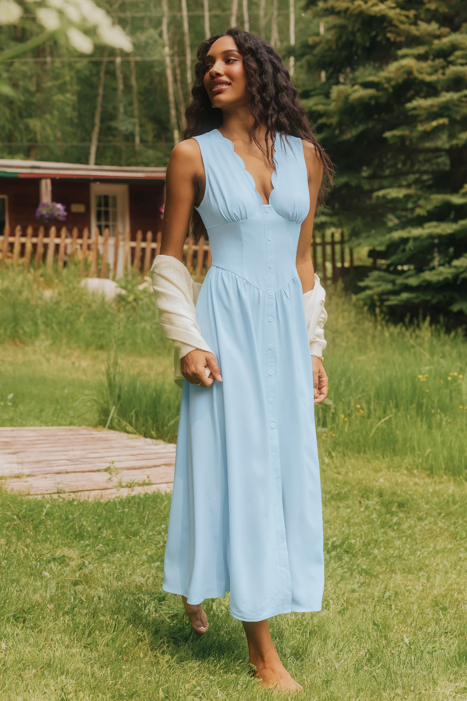 Abito lungo blu Little Hideaway