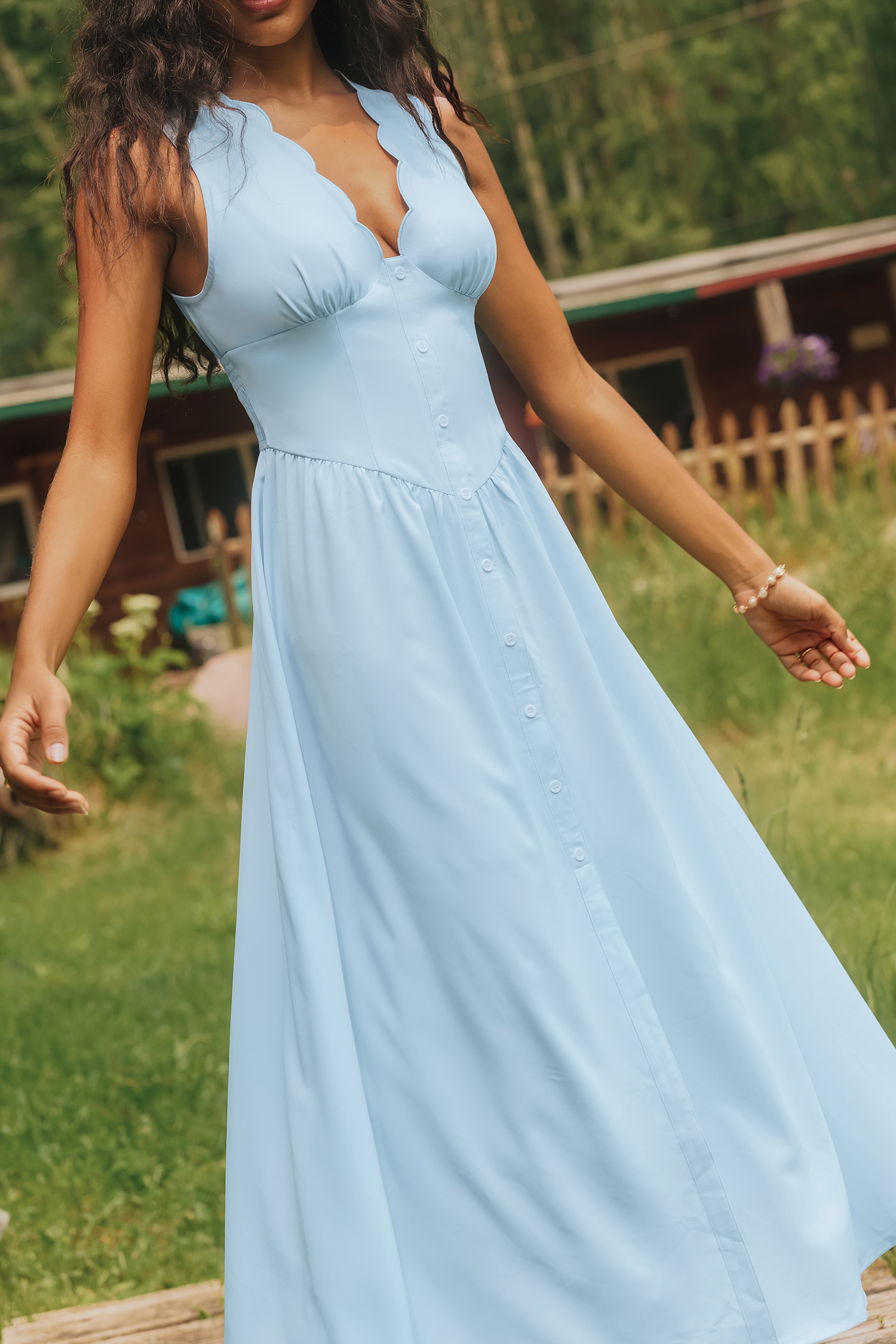 Abito lungo blu Little Hideaway