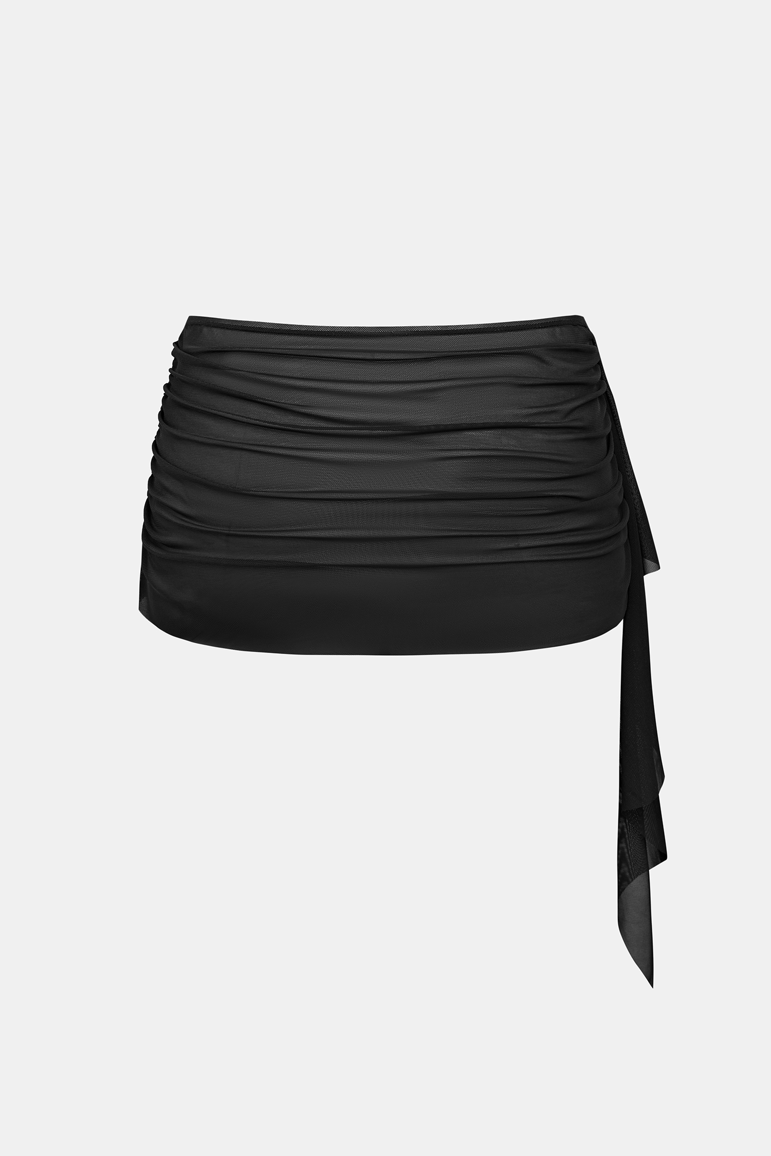 Schwarzes 3-teiliges Low-Waist Bikini-Set mit Mesh-Sarong