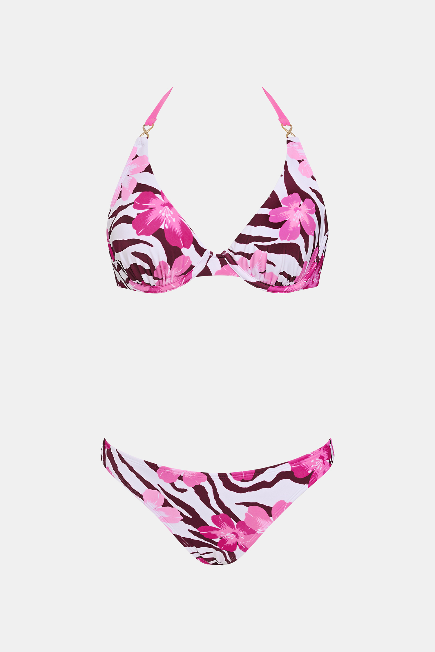 Low-Waist Bügel-Bikini-Set mit gemischtem Print