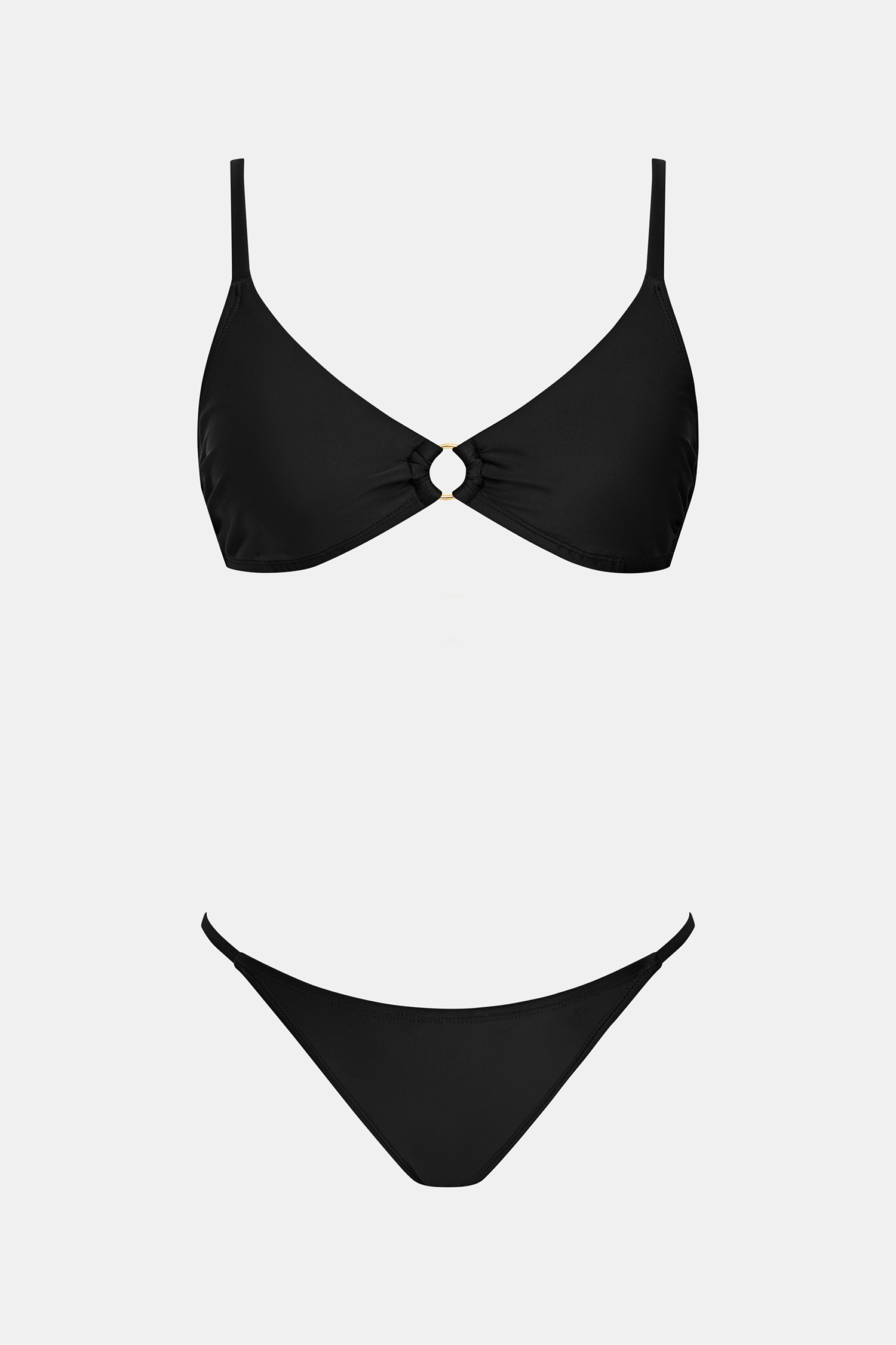 Schwarzes 3-teiliges Low-Waist Bikini-Set mit Mesh-Sarong