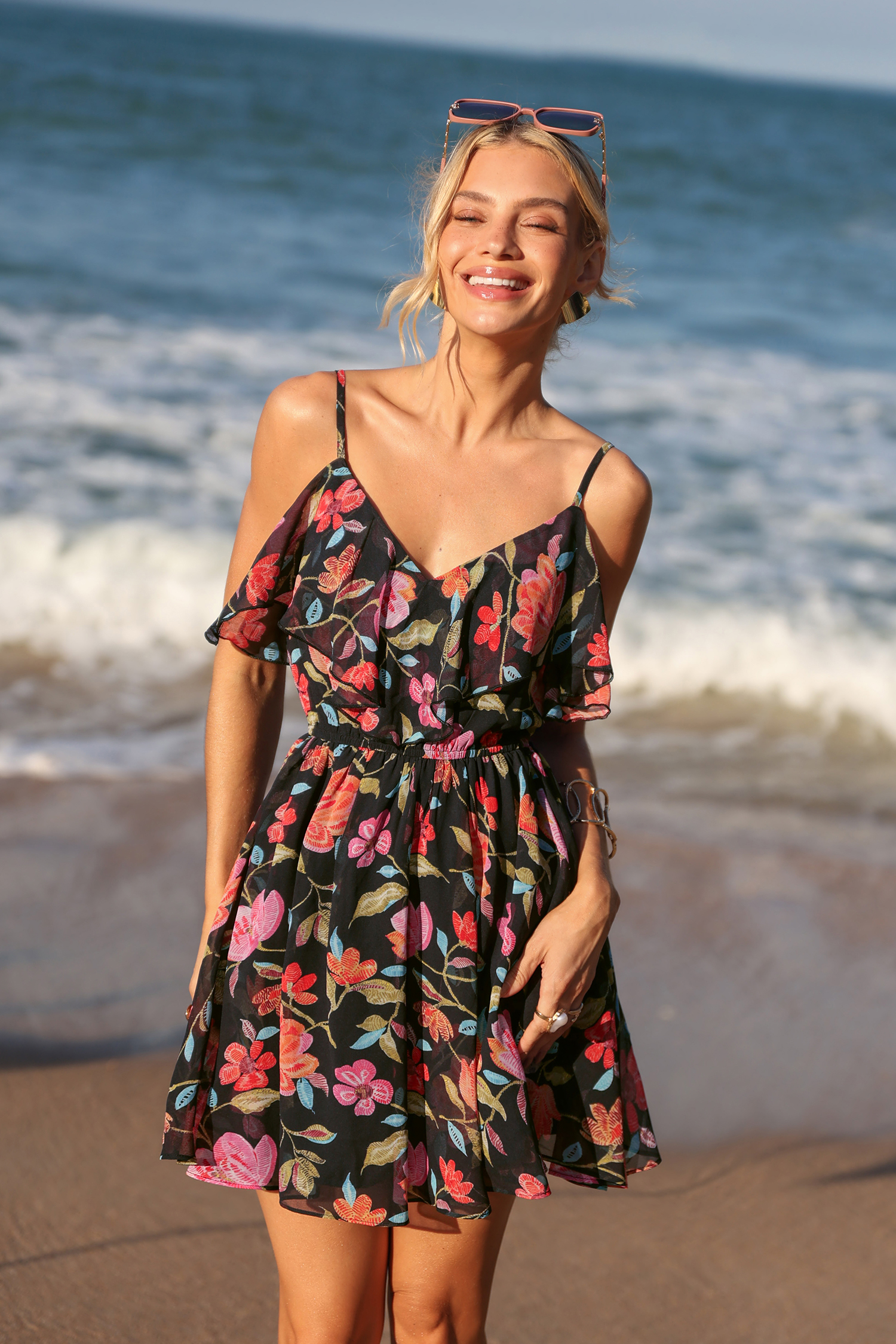 True Colors bloemen mini jurk