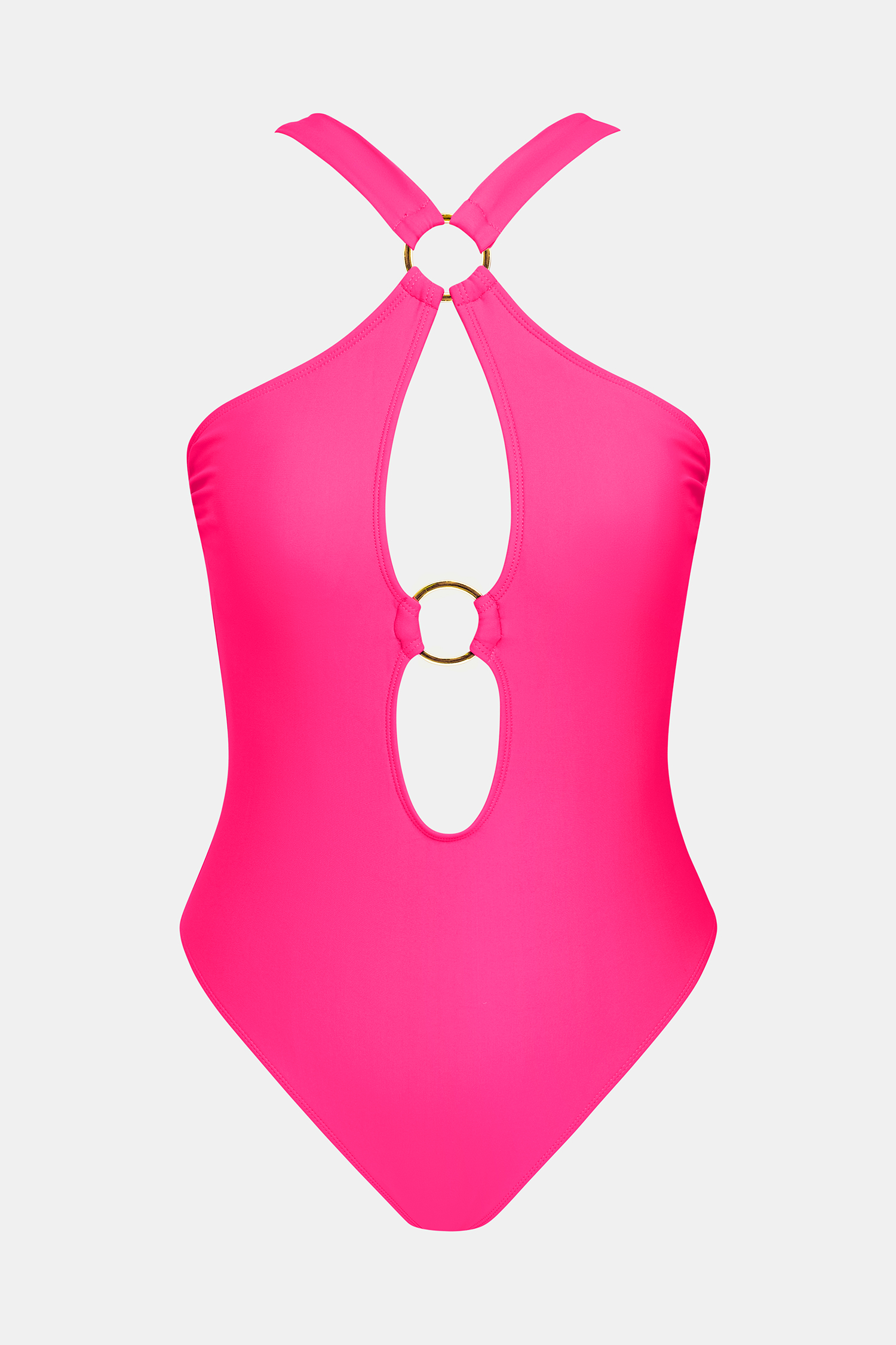 Rosa Hoher Ausschnitt Badeanzug mit Cut-outs
