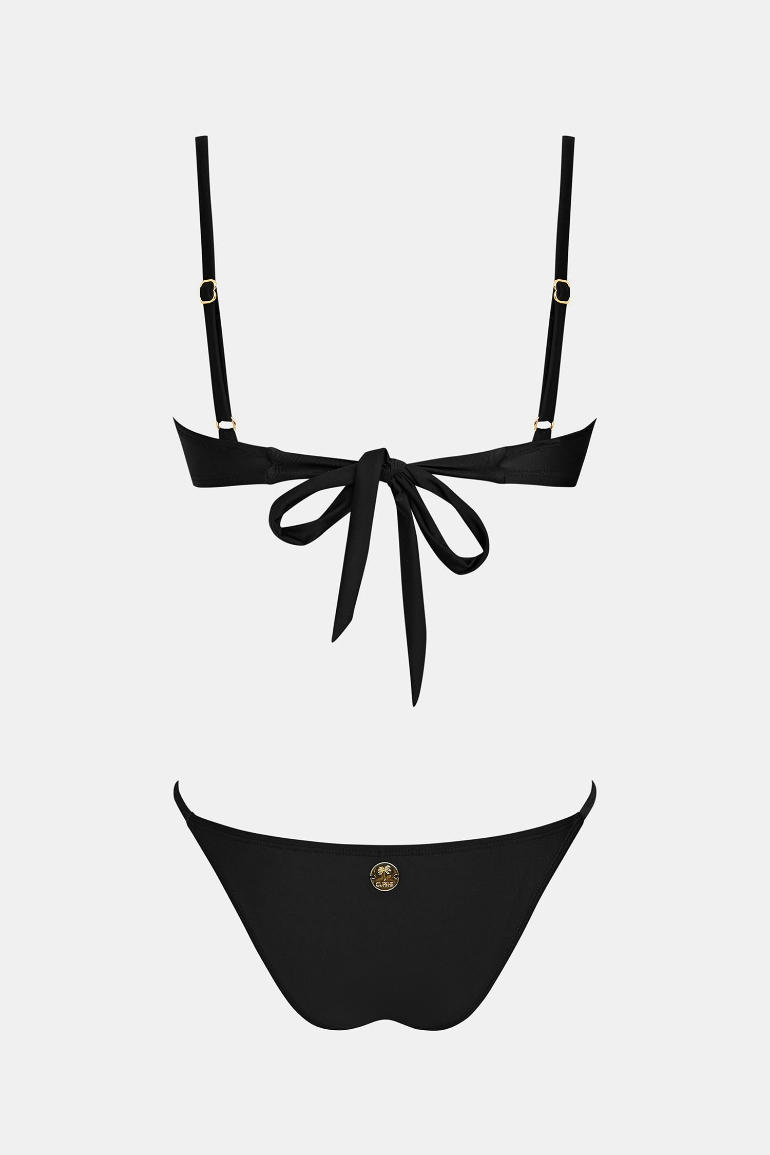 Schwarzes 3-teiliges Low-Waist Bikini-Set mit Mesh-Sarong