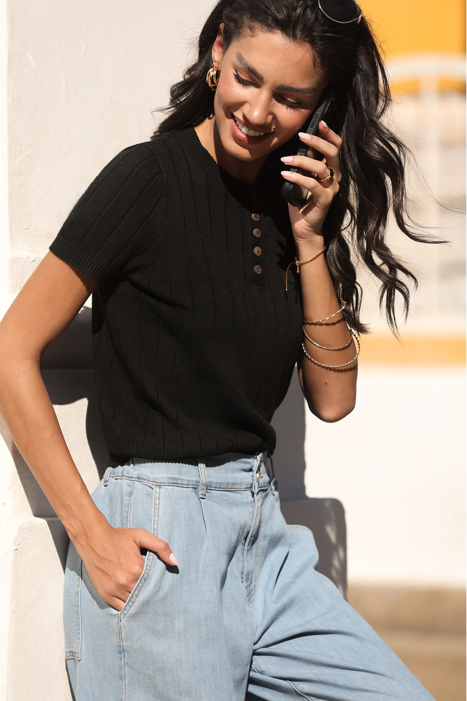 Down the Road Black Sweater