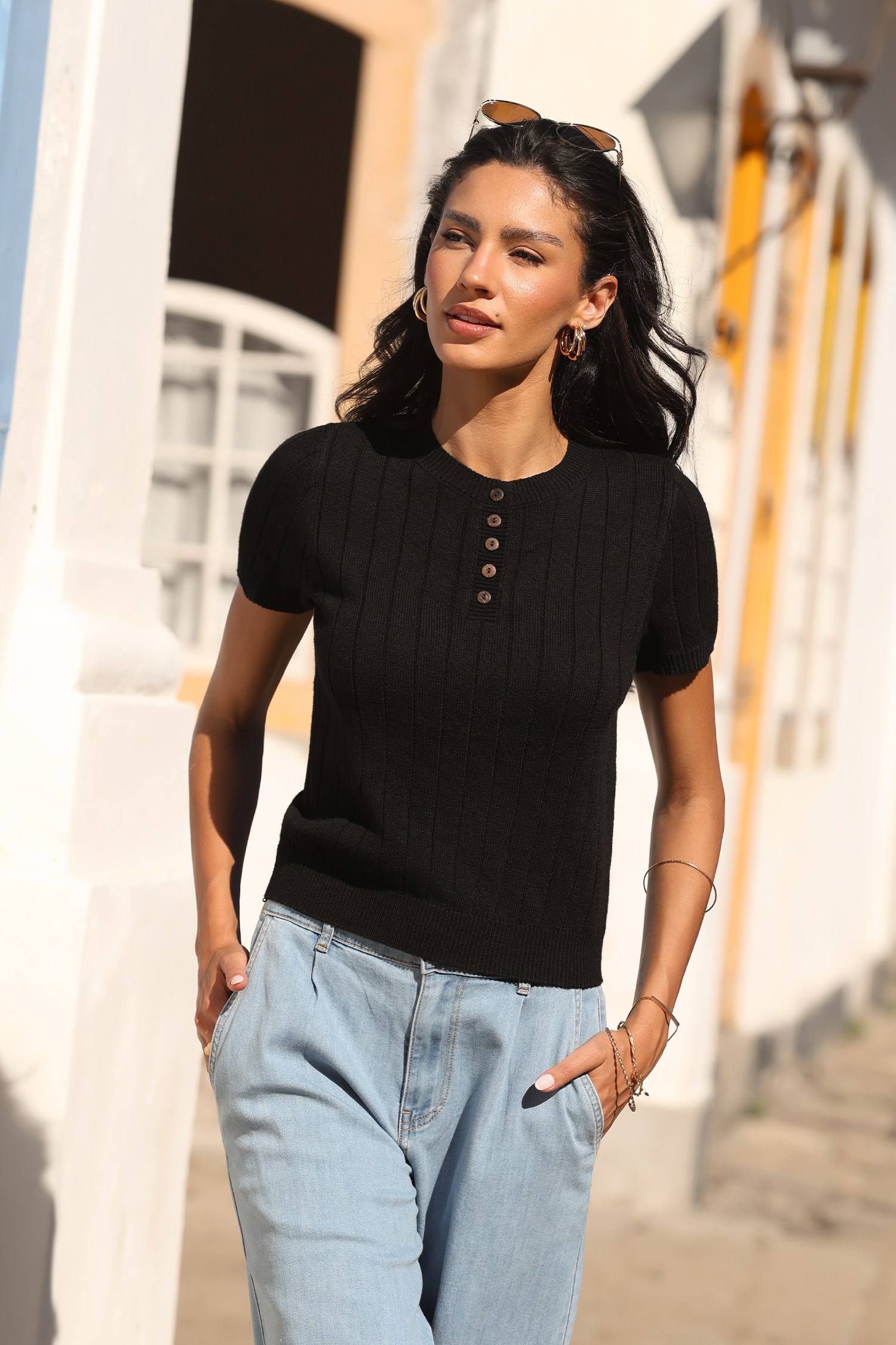Down the Road Black Sweater