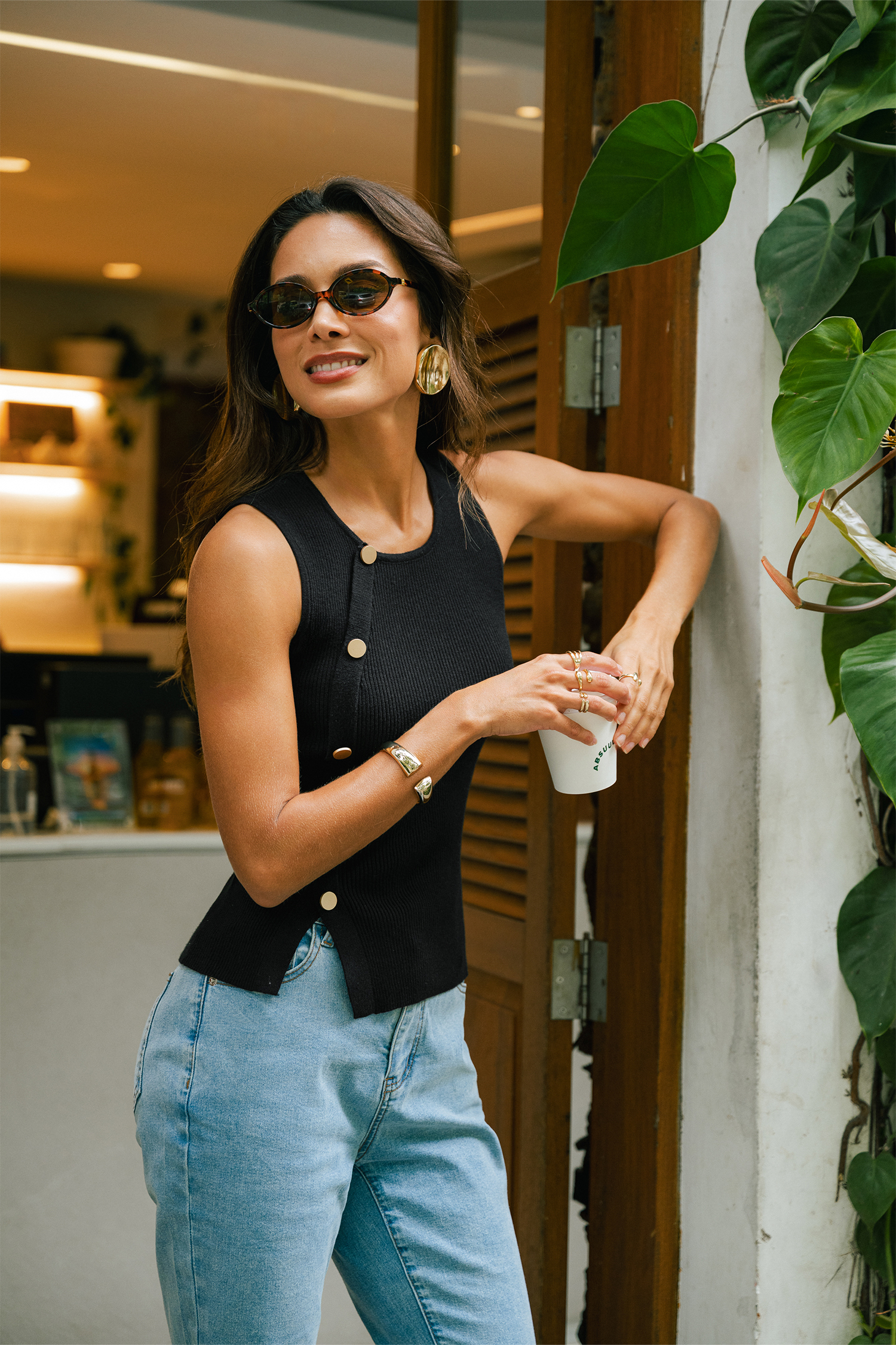 Crisp Breeze Black Sweater Vest