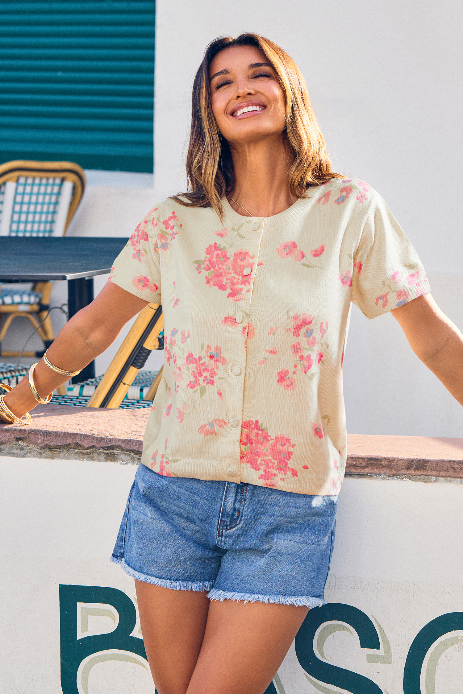 Blushing Petals Floral Yellow Cardigan
