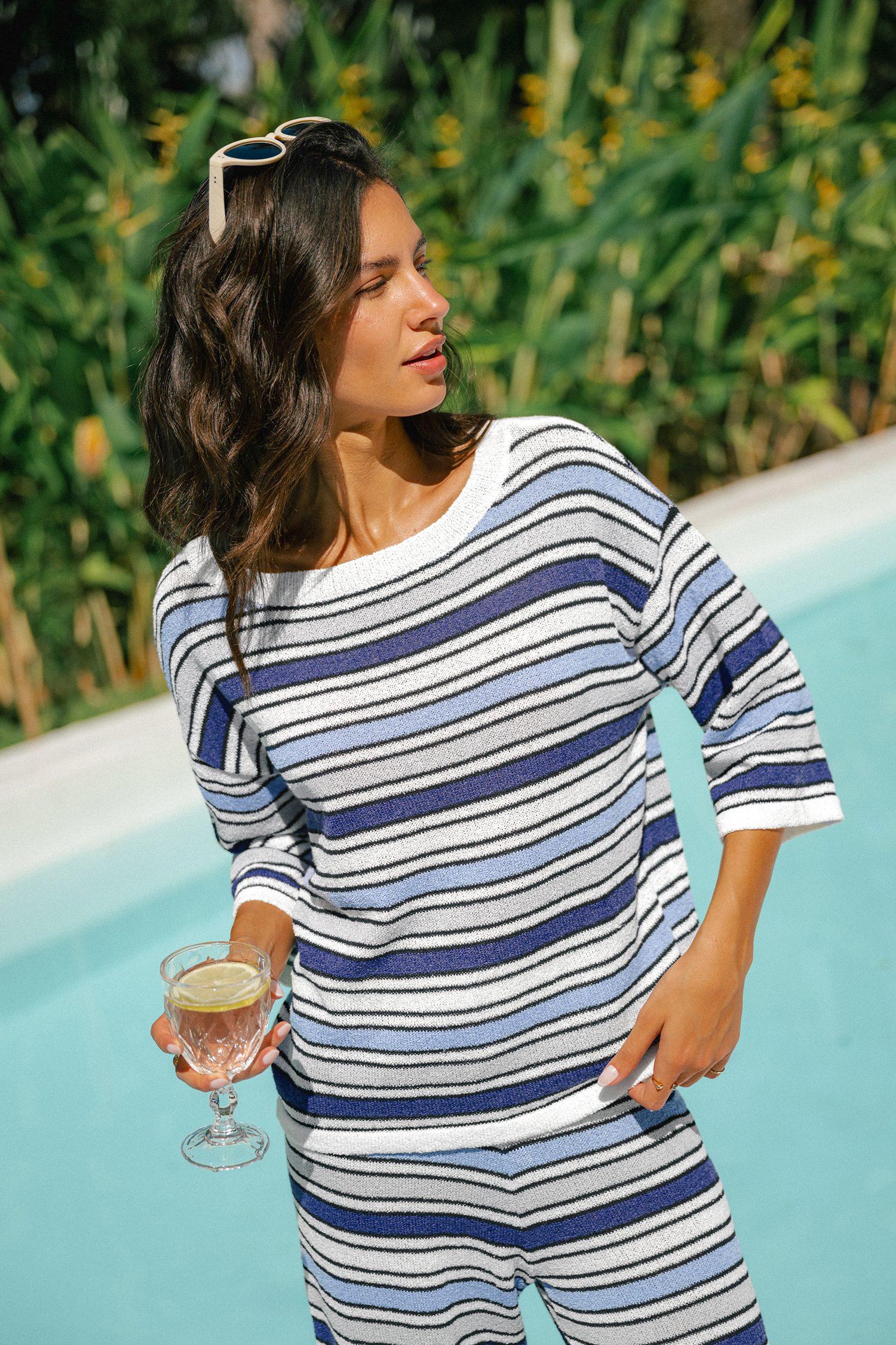 Maglione a righe lungo
