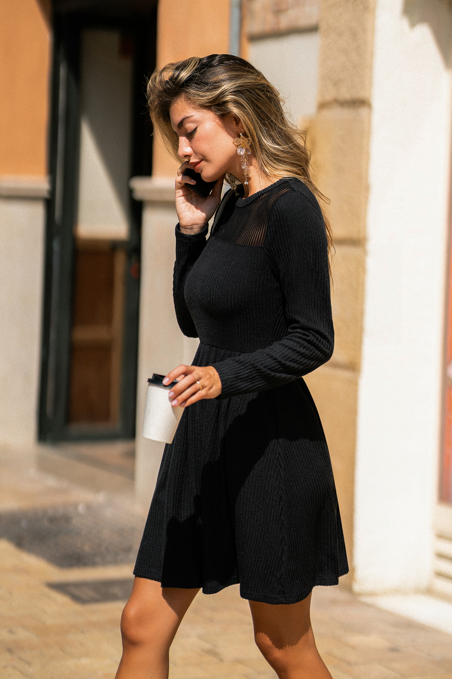 Faded Light Black Mini Dress