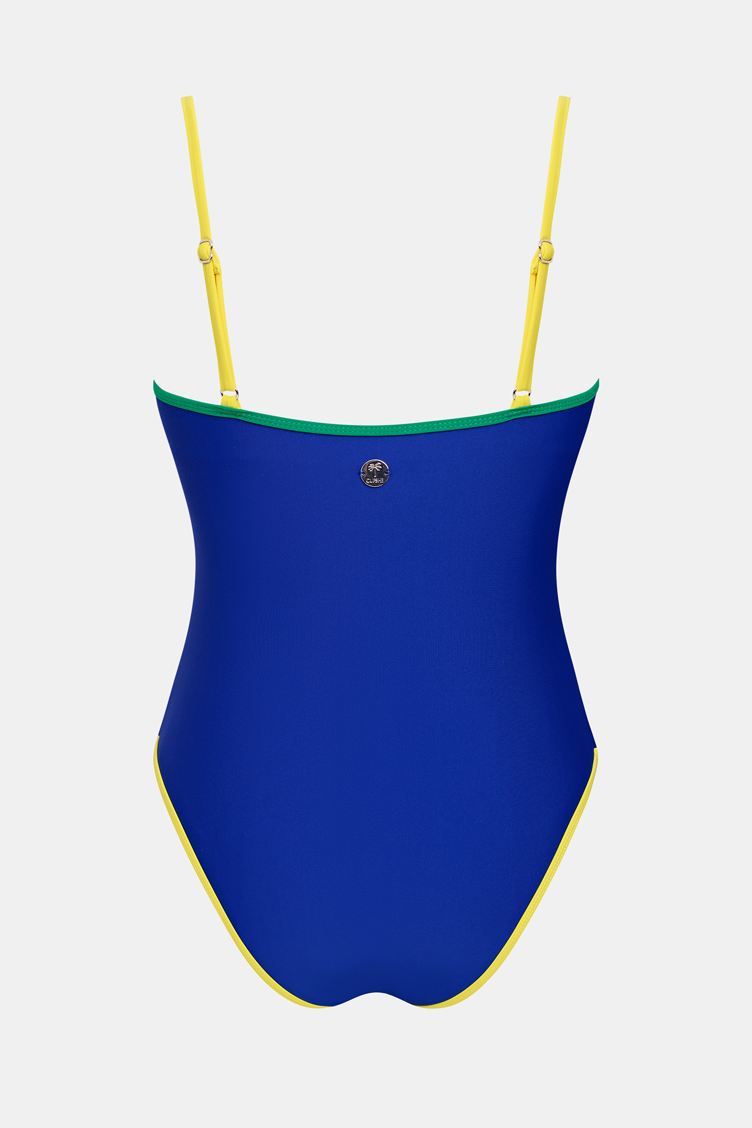 Maillot de bain une pièce bleu à col carré