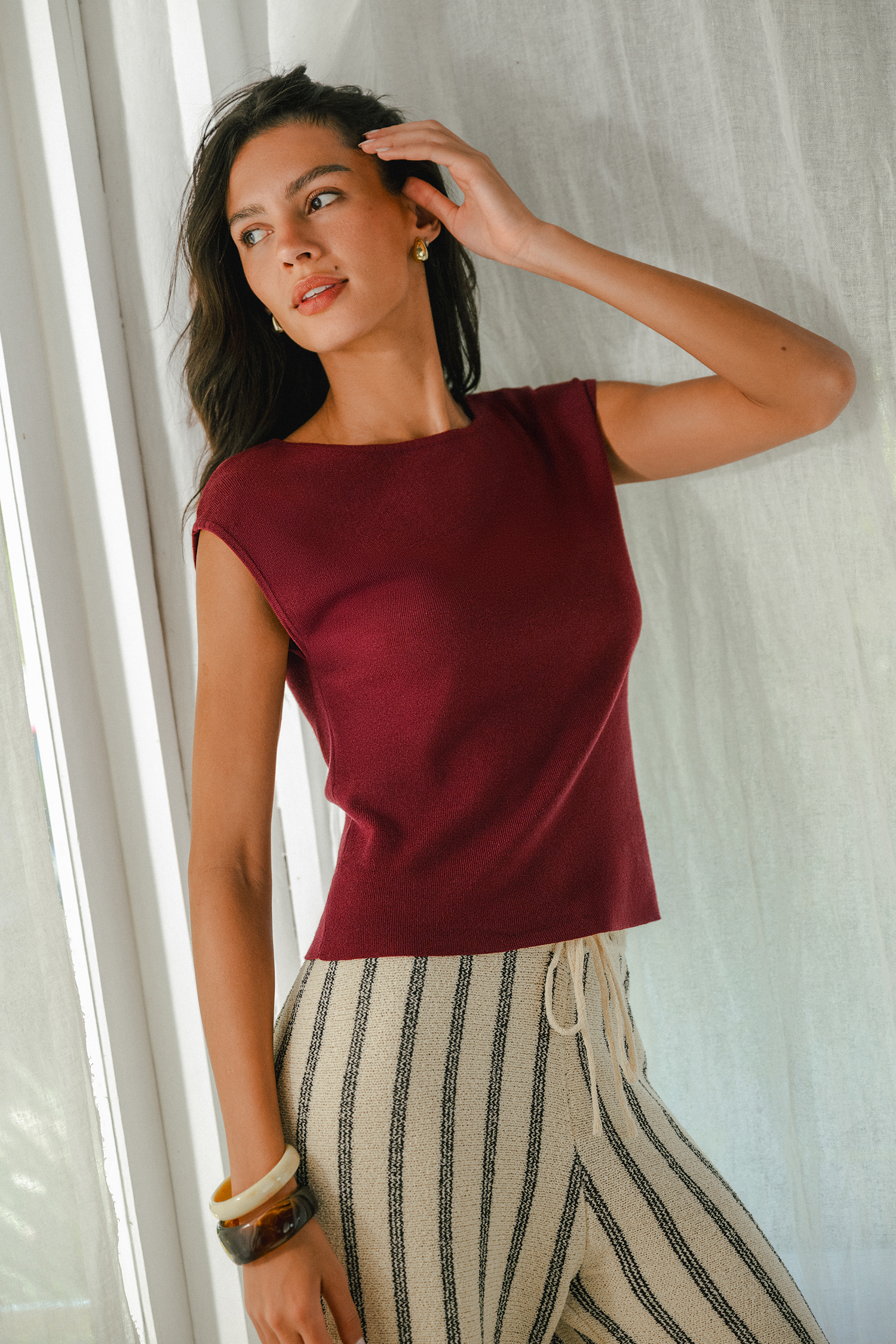 Top rosso rosa crepuscolare