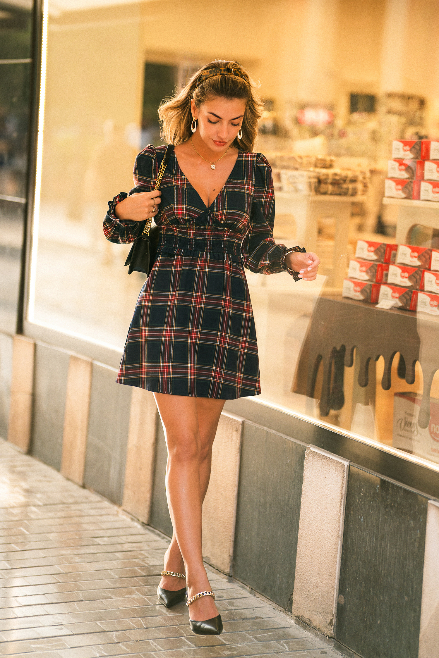 Staying Curious Plaid Mini Dress