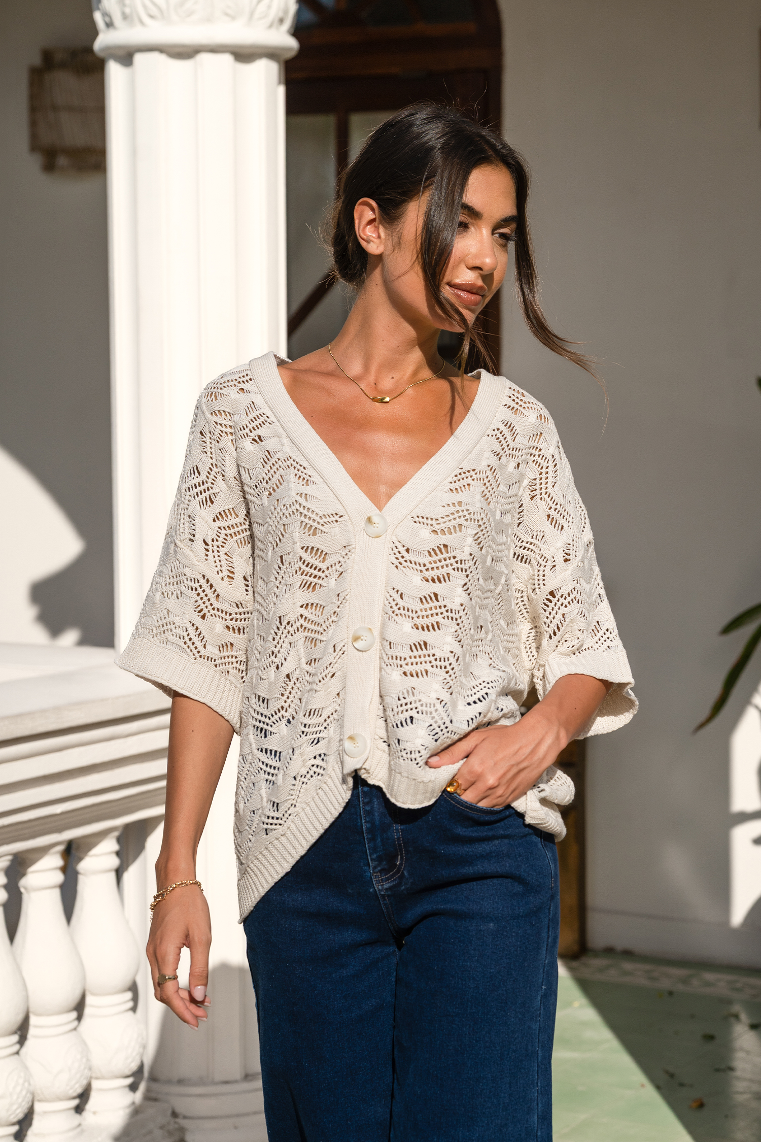 Claim to Fame Beige Cardigan
