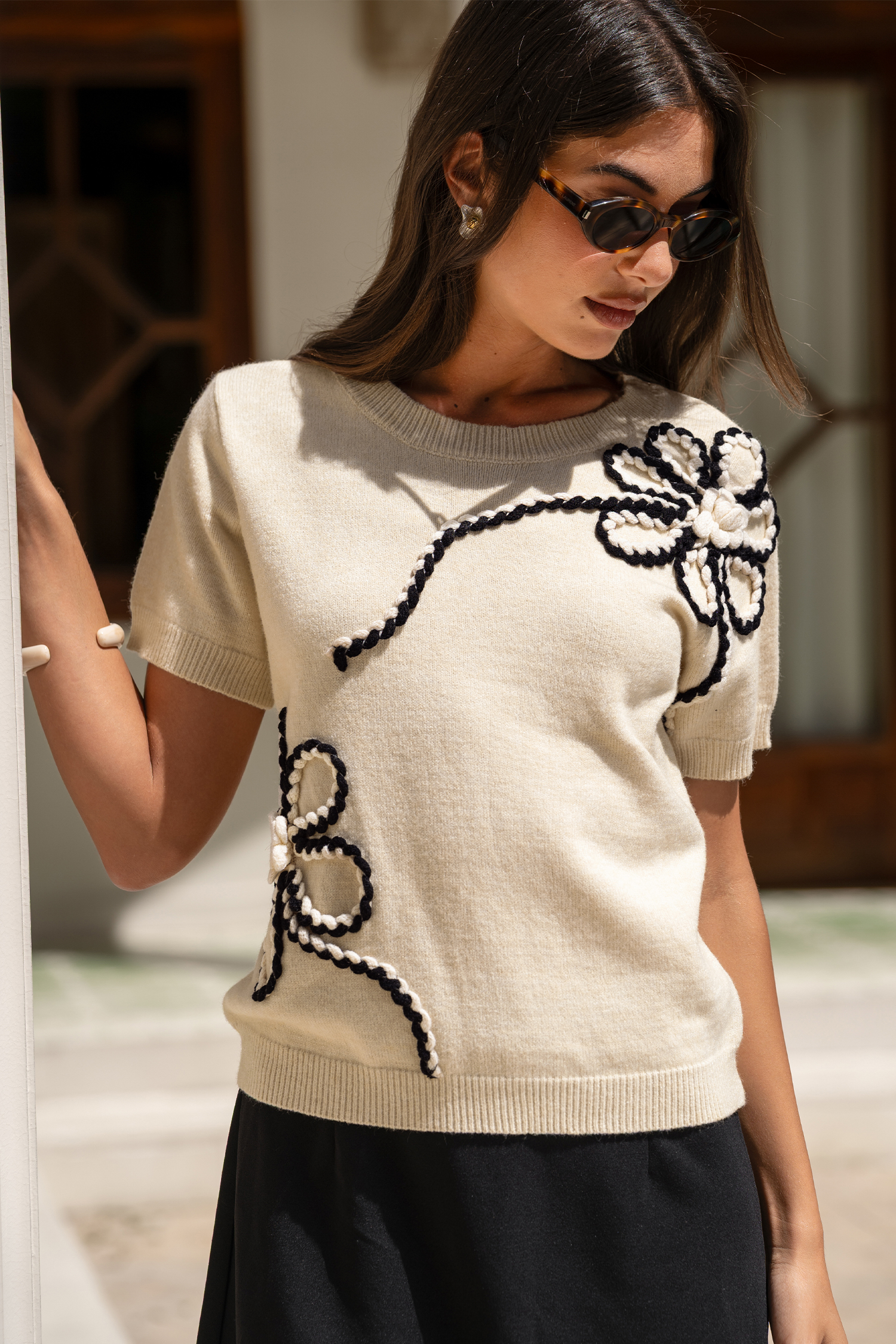 Maglia a maglia floreale Close to Home
